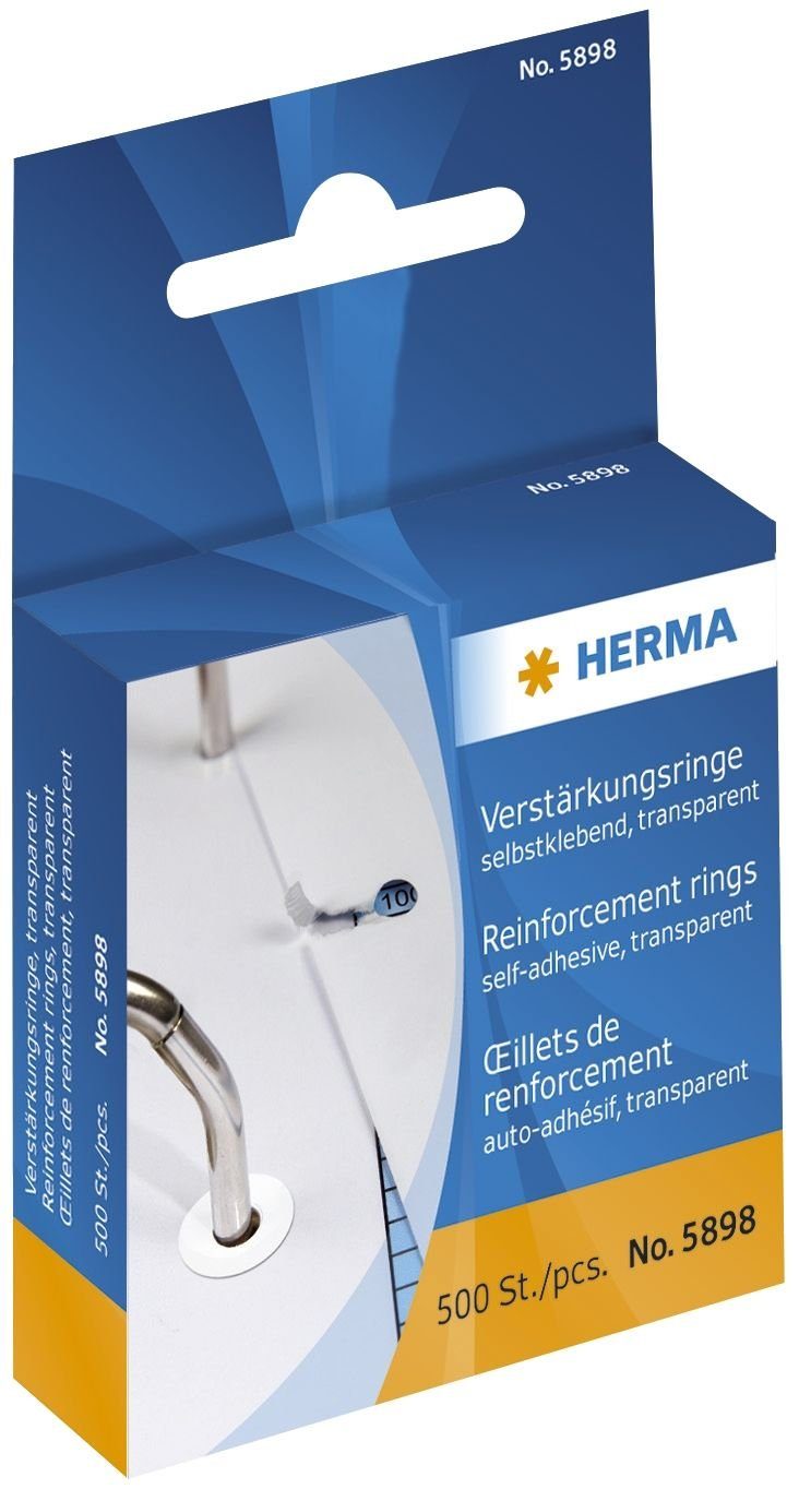HERMA Abheftstreifen Verstärkungsringe selbstklebend auf Rolle Ø 12 mm transparent 500 St.