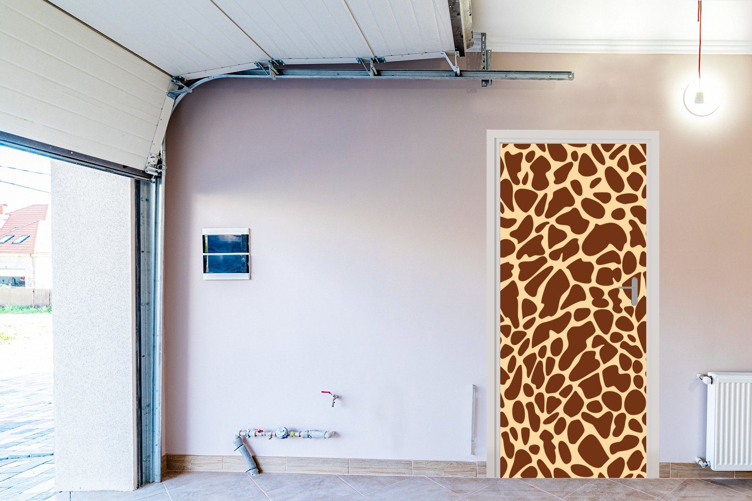 Fototapete Braun, Matt, bedruckt, MuchoWow Tür, Türtapete - Giraffe 75x205 Tiermotiv Türaufkleber, cm (1 für St), -