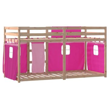 vidaXL Bett Etagenbett mit Vorhängen Rosa 80x200 cm Massivholz Kiefer