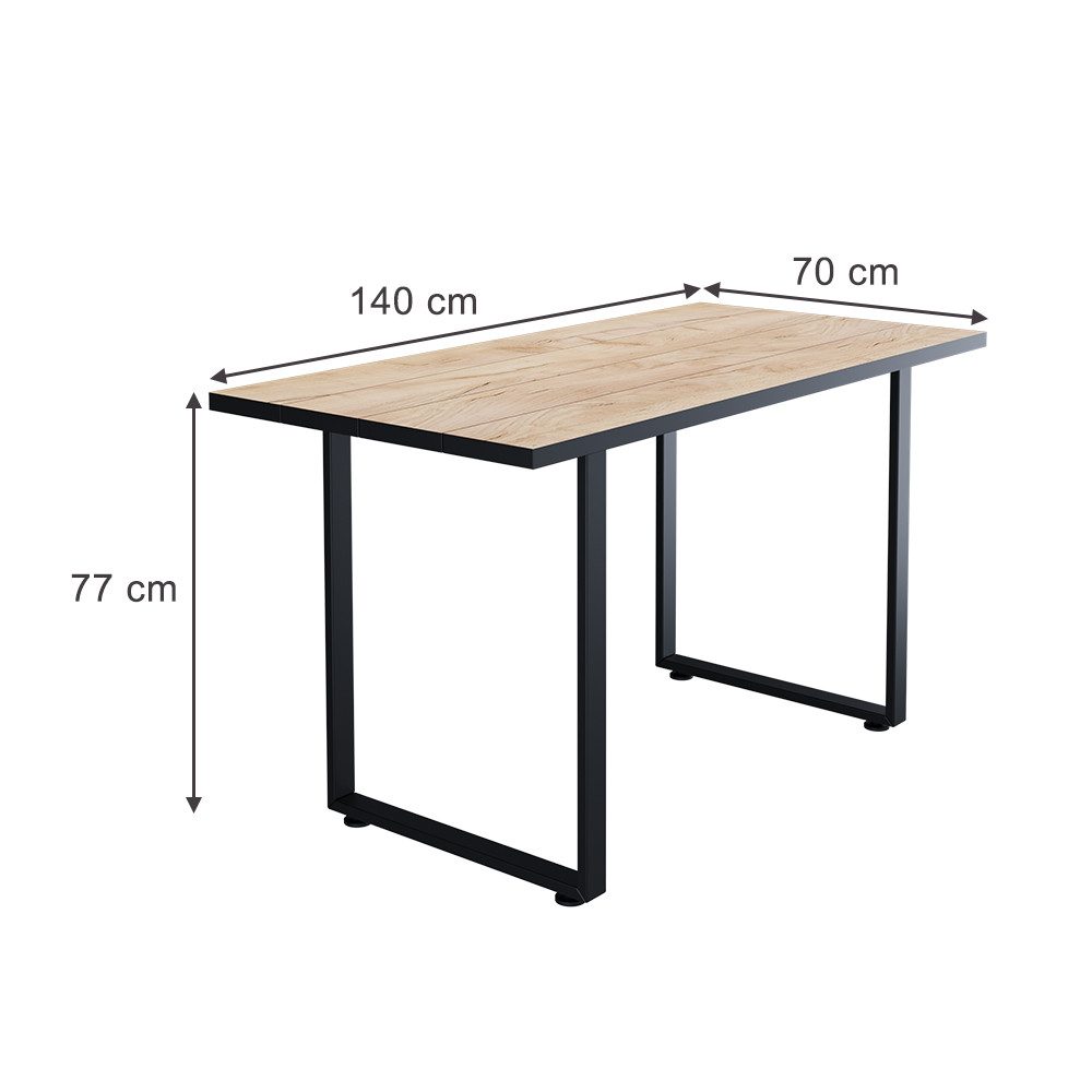 Vicco Esstisch Livorno, Schwarz/Goldkraft Eiche, 140 x 70 cm (1-St) – Bild 3 von 5