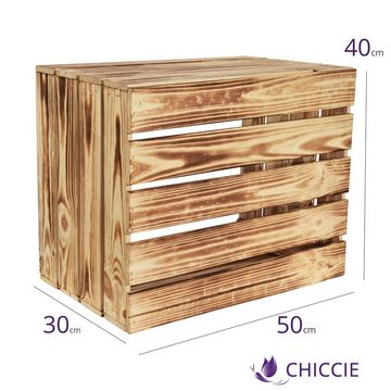 CHICCIE Holzkiste Geflammte Obstkiste 50x40x30 – Hell Geflammt 2x Langes Regal (1 St)