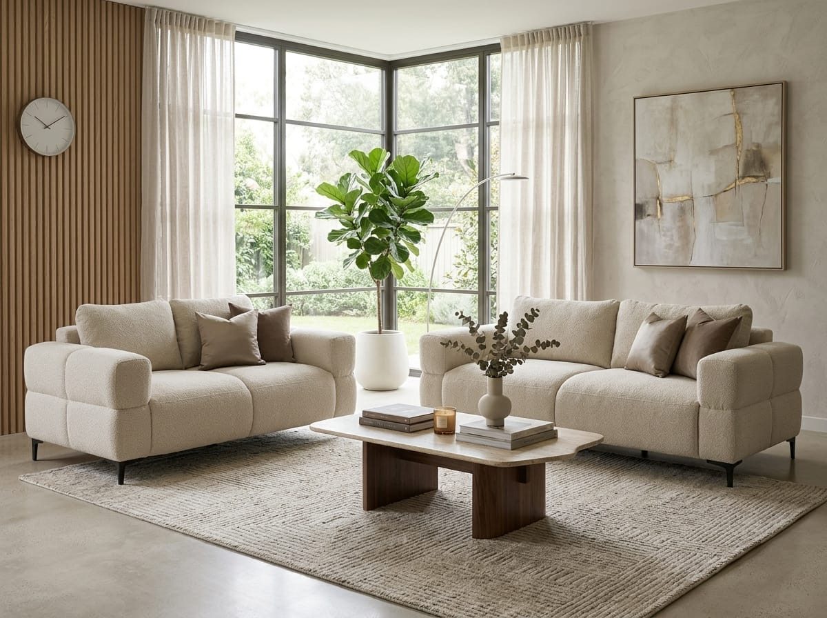 JVmoebel Polstergarnitur Stilvolles beige Wohnzimmer-Set 3+2-Sitzer-Sofas Stoffsofas Wohnzimmer, (2-tlg), Made in Europa