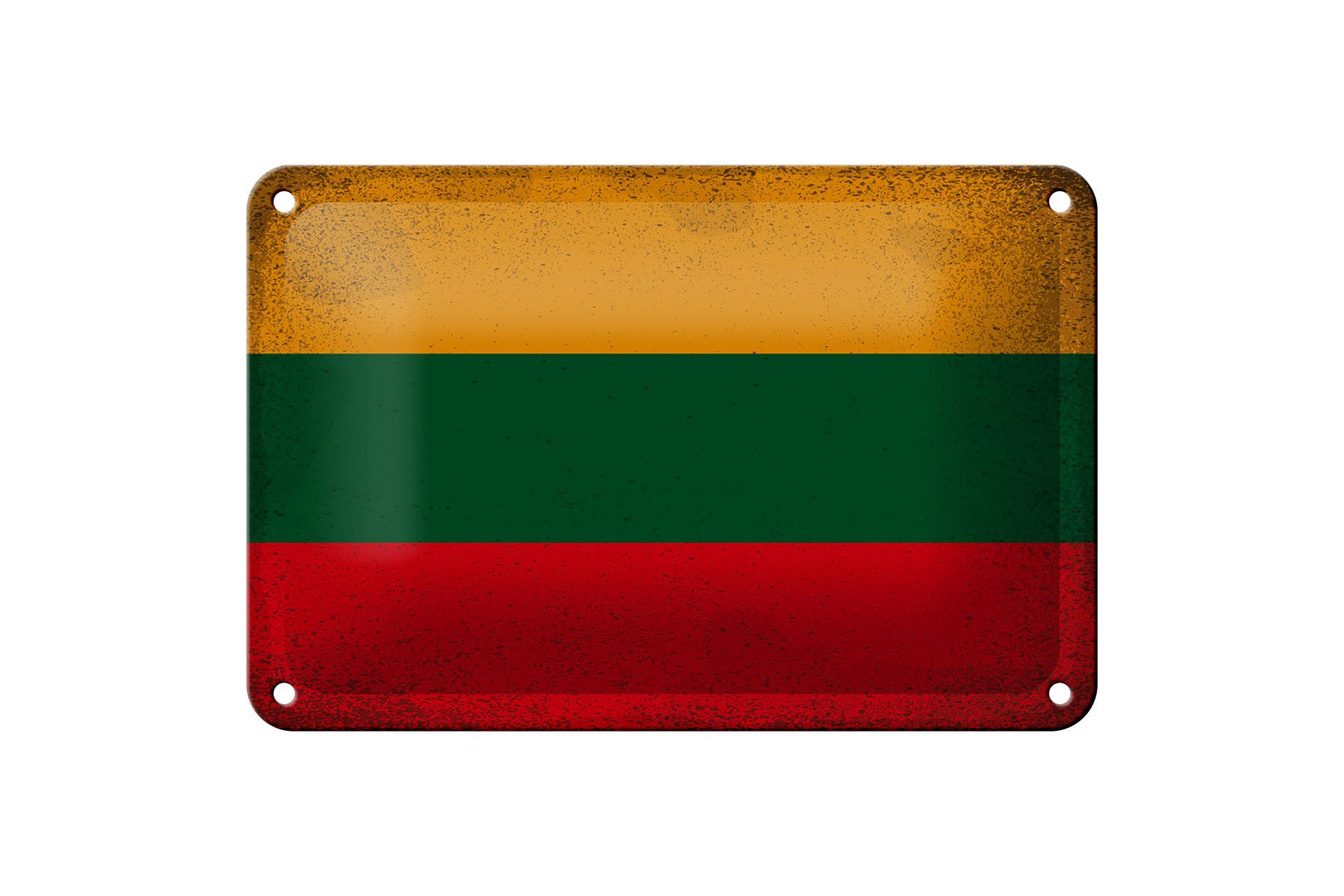Femer GmbH Metallschild Flagge Litauen 18x12cm Flag Lithuania Vintage, (1 St), gewölbte Oberfläche, abgerundete Ecken, umgeschlagene Kanten