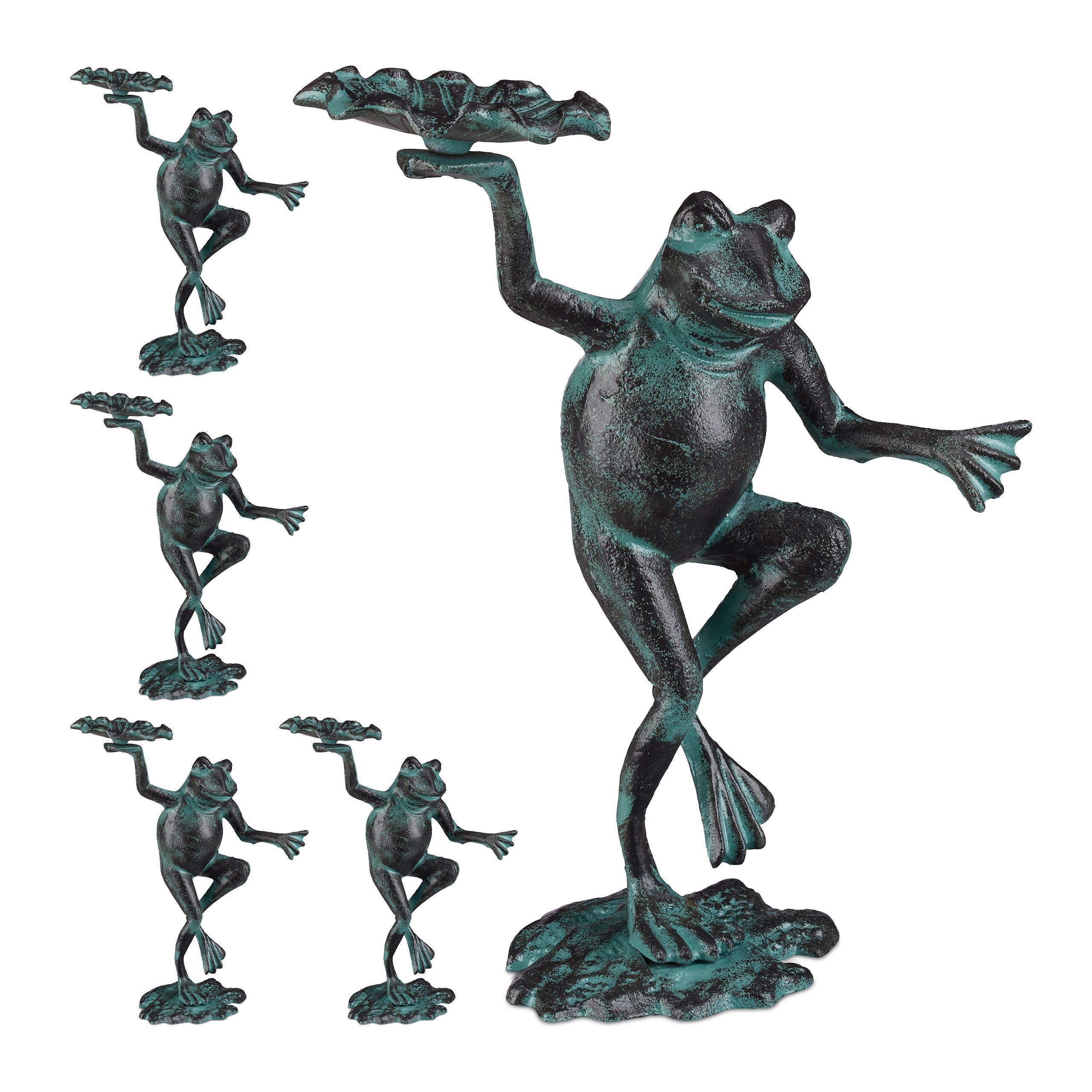 Gartenfigur Frosch 5 x relaxdays Gartenfigur