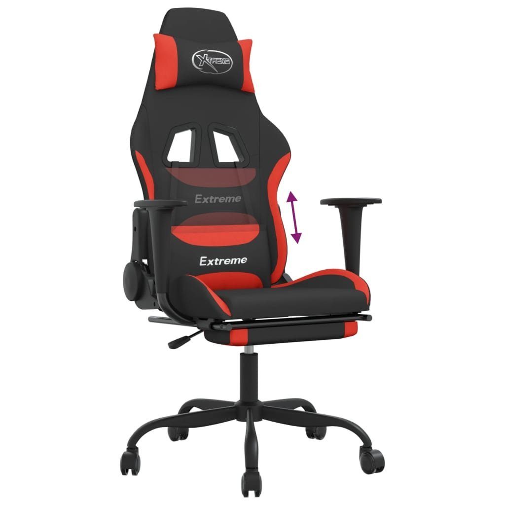 | Schwarz mit Gaming-Stuhl Schwarz Gaming-Stuhl rot und rot und Schwarz St) und (1 Stoff Rot Fußstütze vidaXL