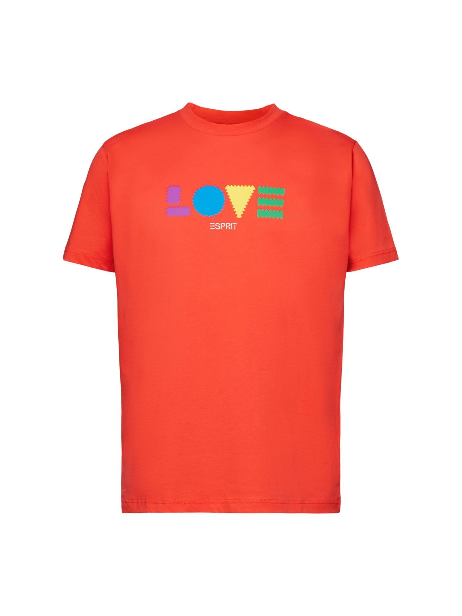 Esprit T-Shirt T-Shirt aus Bio-Baumwolle mit geometrischem Print (1-tlg) ORANGE RED | T-Shirts