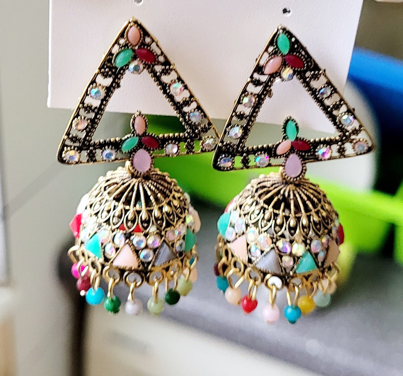 PfauGermany Paar Ohrhänger JUMKHA Multi Beads PYRAMID (2-tlg)