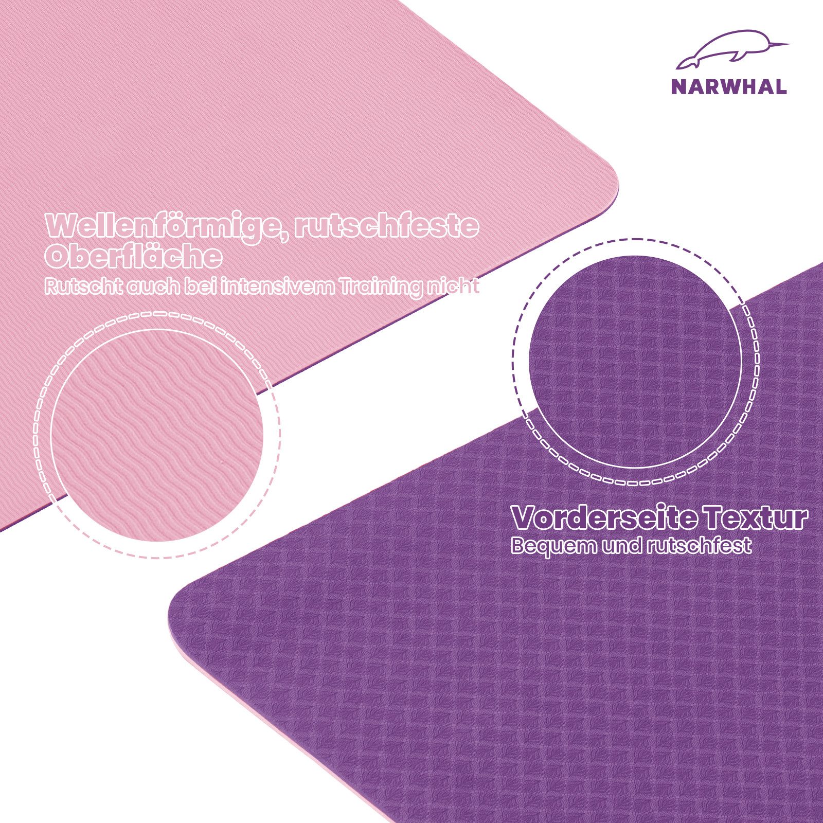 Good Nite Yogamatte XXL TPE Gymnastikmatte 190x80-100x0,6cm Fitness & Pilates, rutschfeste, 190x80x0,6cm, 190x100x0,6cm