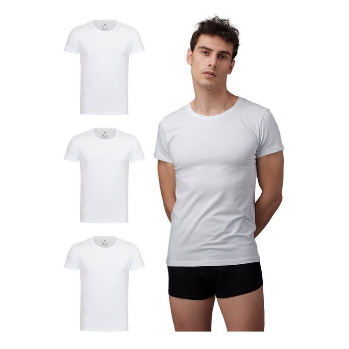 Burnell & Son T-Shirt Unterhemd Unterziehshirt Kurzarm und Rundhals für Herren aus Baumwolle (Packung 3-tlg. 3er-Pack)