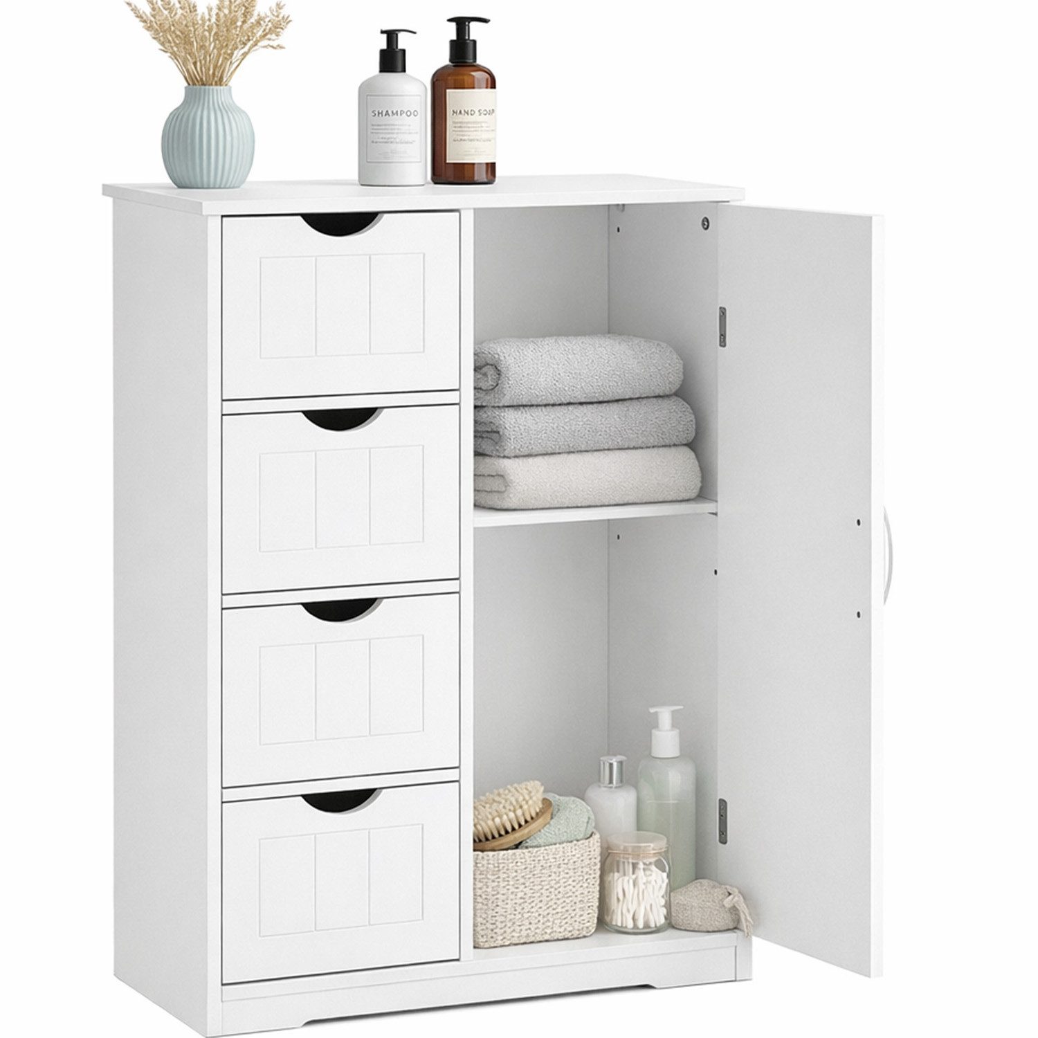SURFOU Badkommode Badezimmerschrank Badezimmer-Aufbewahrungsschränke (mit großer Schublade), mit verstellbaren Regalen für Badezimmer, Wohnzimmer, Schlafzimmer