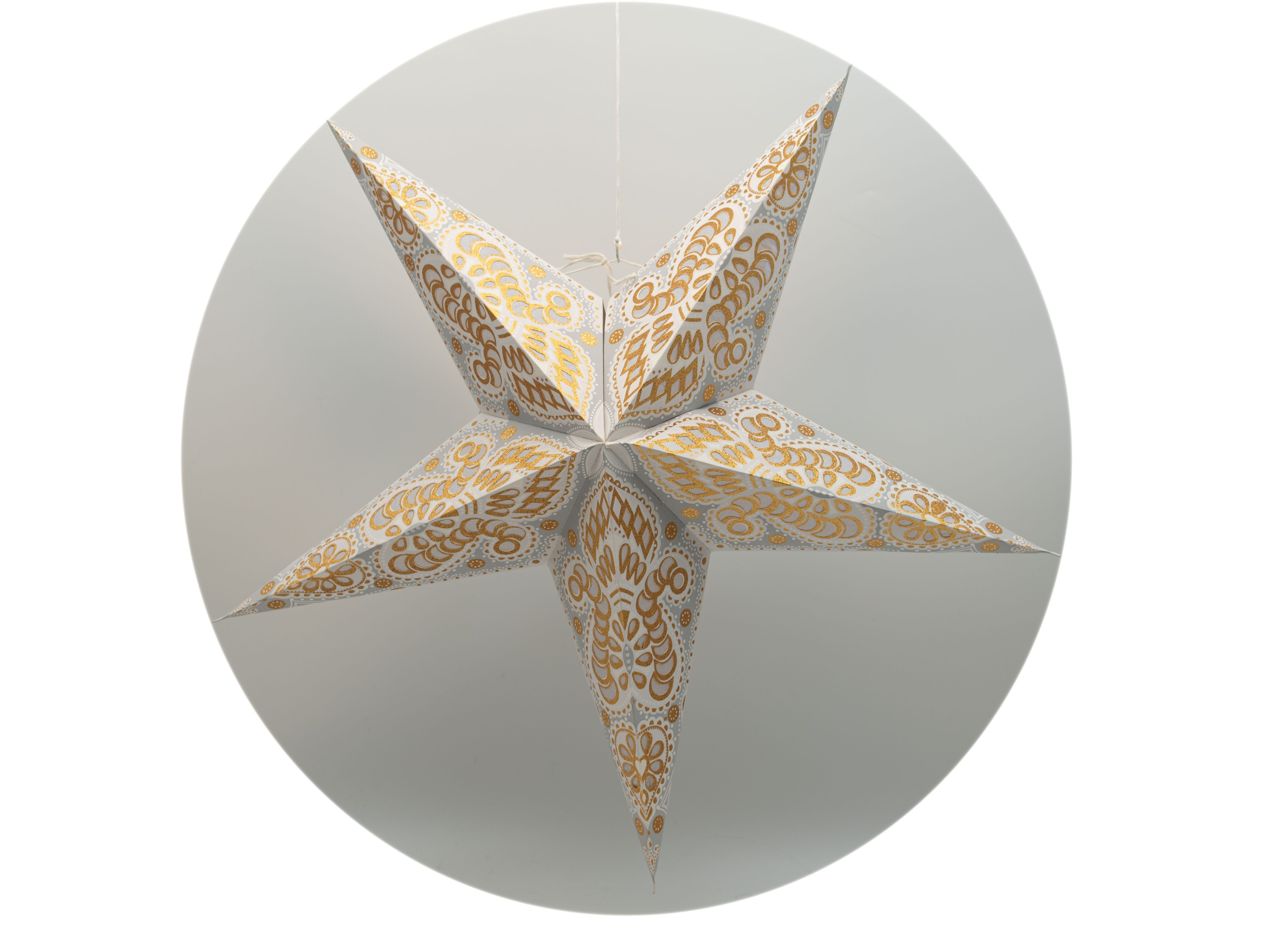 Aurelie Dekostern Papierstern, Weihnachtsstern beige/creme/gelb, Weihnachtsdekoration, perforiertes und besticktes Papier