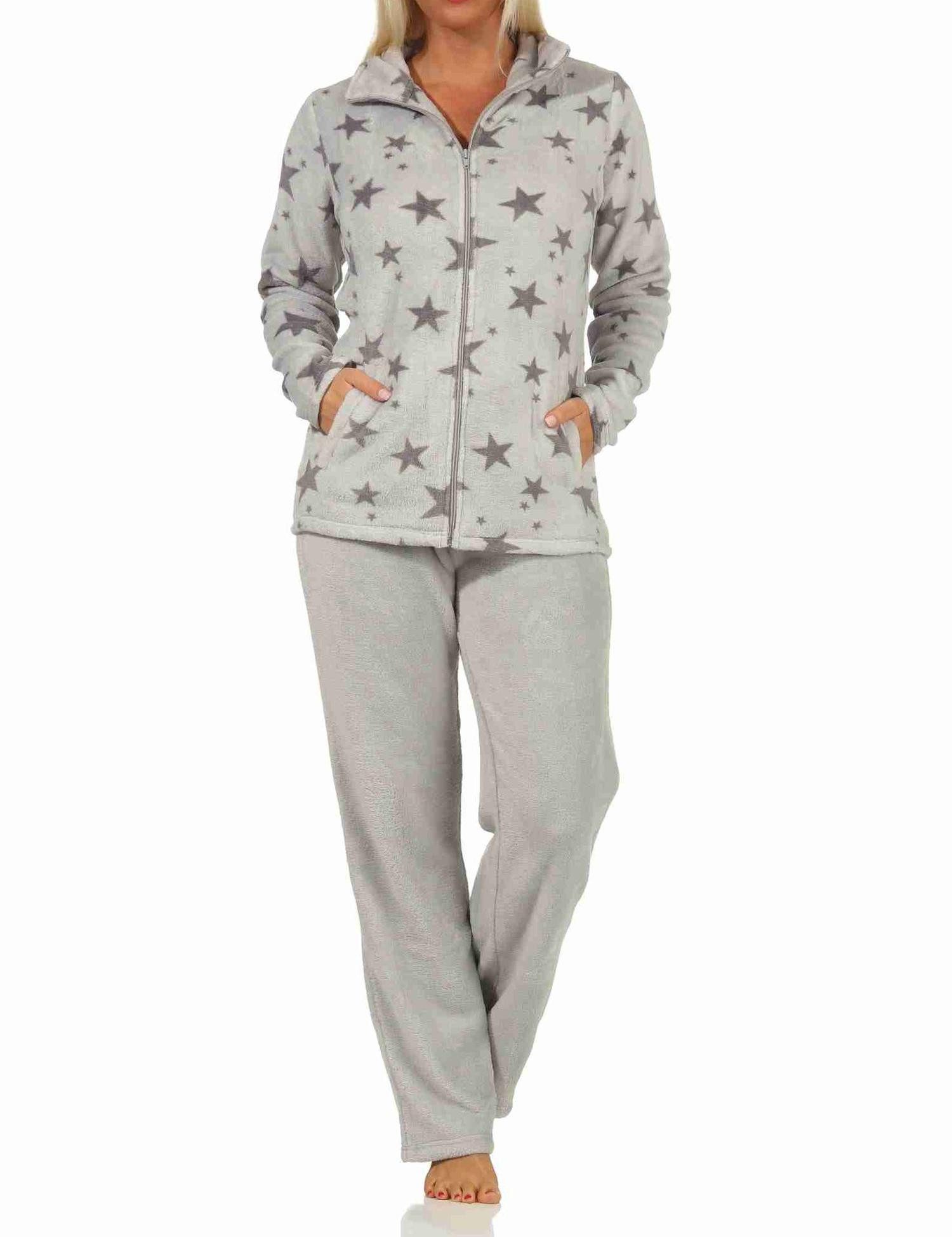 Normann Relaxanzug Damen Coralfleece Hausanzug Homewear mit Sternen als Motiv