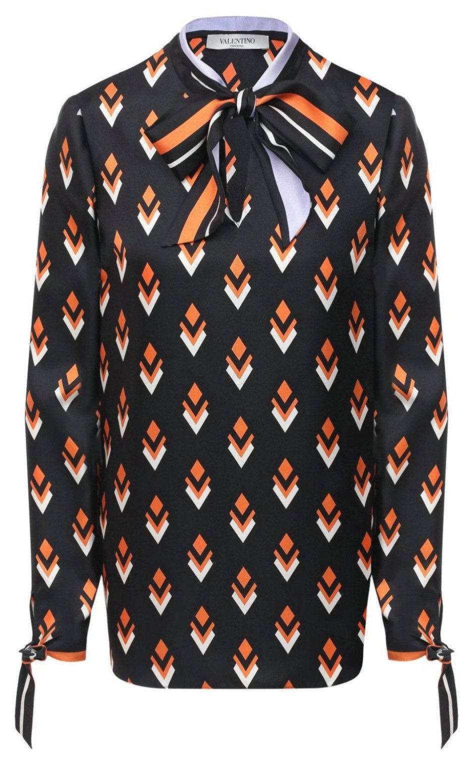 VALENTINO GARAVANI Seidenbluse Long Sleeve Hemd Tie Bluse mit Schleifenkragen Seide selbstbewusste Silhouette-elegant mit modischer Präsenz