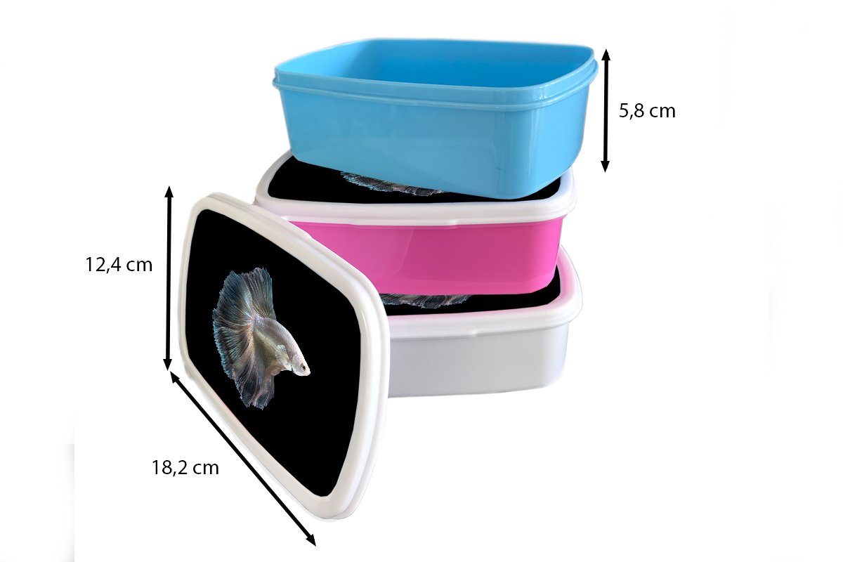 Fisch Mädchen Kunststoff, Erwachsene, Brotdose, Lunchbox (2-tlg), für MuchoWow für Jungs und - Weiß, Kinder - Brotbox und Schwanz