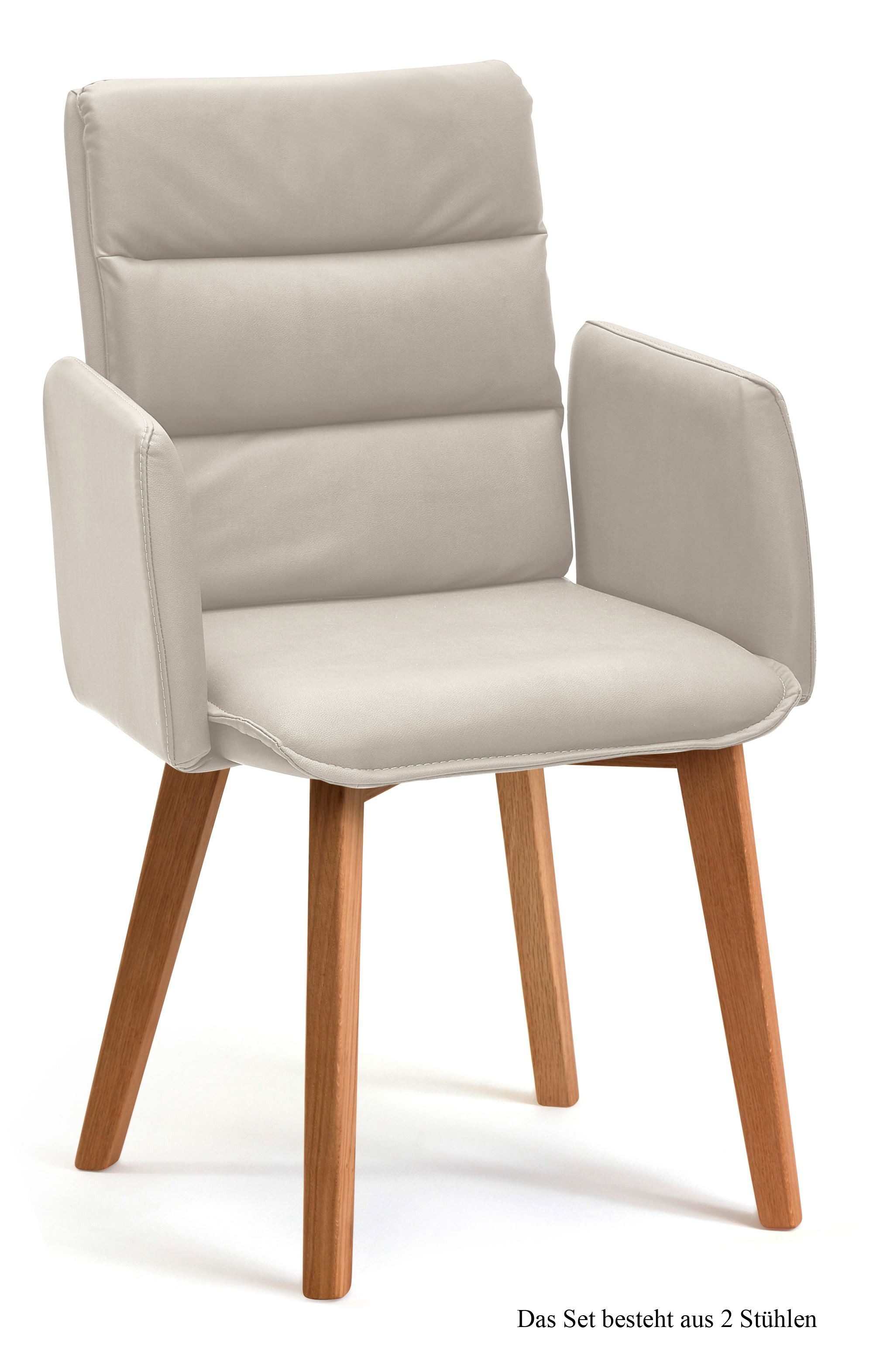58 aufm Kessel Esszimmerstuhl Armlehnstuhl (2er-Set) Daritsa 52x92x60 Eiche geölt/Rosewood (Lieferung bis Verwendungsstelle, 2 St), Stabiles Gestell aus Massivholz pflegeleichter Bezug aus Microfaser