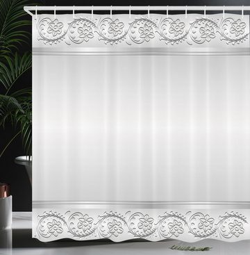 Abakuhaus Duschvorhang Moderner Digitaldruck mit 12 Haken auf Stoff Wasser Resistent Breite 175 cm, Höhe 180 cm, Silber Klassisches Brautblumenmotiv