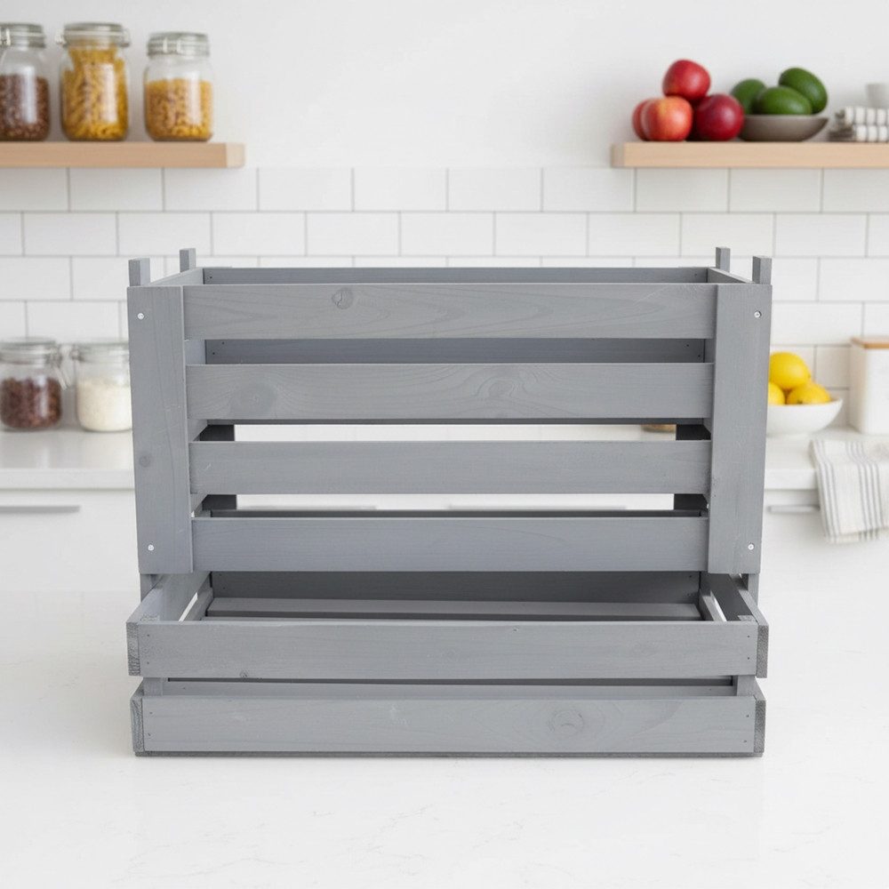 Melko Holzkiste Obstkiste Kartoffelkiste Vorratskiste Obst Aufbewahrungskiste (großzügiges Fassungsvermögen, Kein Kondenswasser, kein Hitzestau – ideal für frische Vorratshaltung), Multifunktionale Nutzung