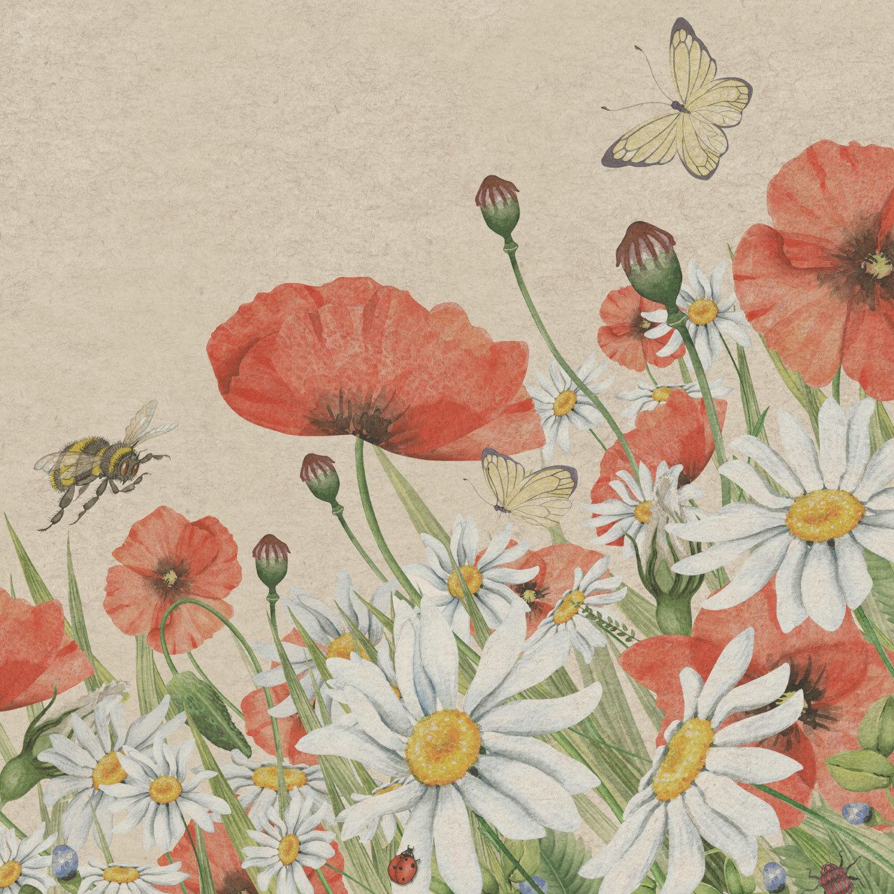 Duni Papierserviette Duni Servietten Floral Poppy 33 x 33 cm - 25er
