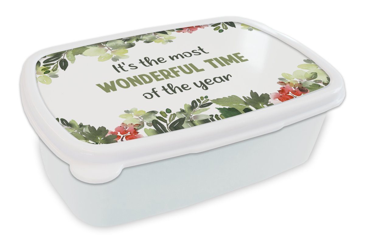 Kinder Zitat und weiß Erwachsene, Brotdose, für Brotbox (2-tlg), - MuchoWow Aquarell, - Lunchbox Weihnachten Jungs Mädchen und Kunststoff, für