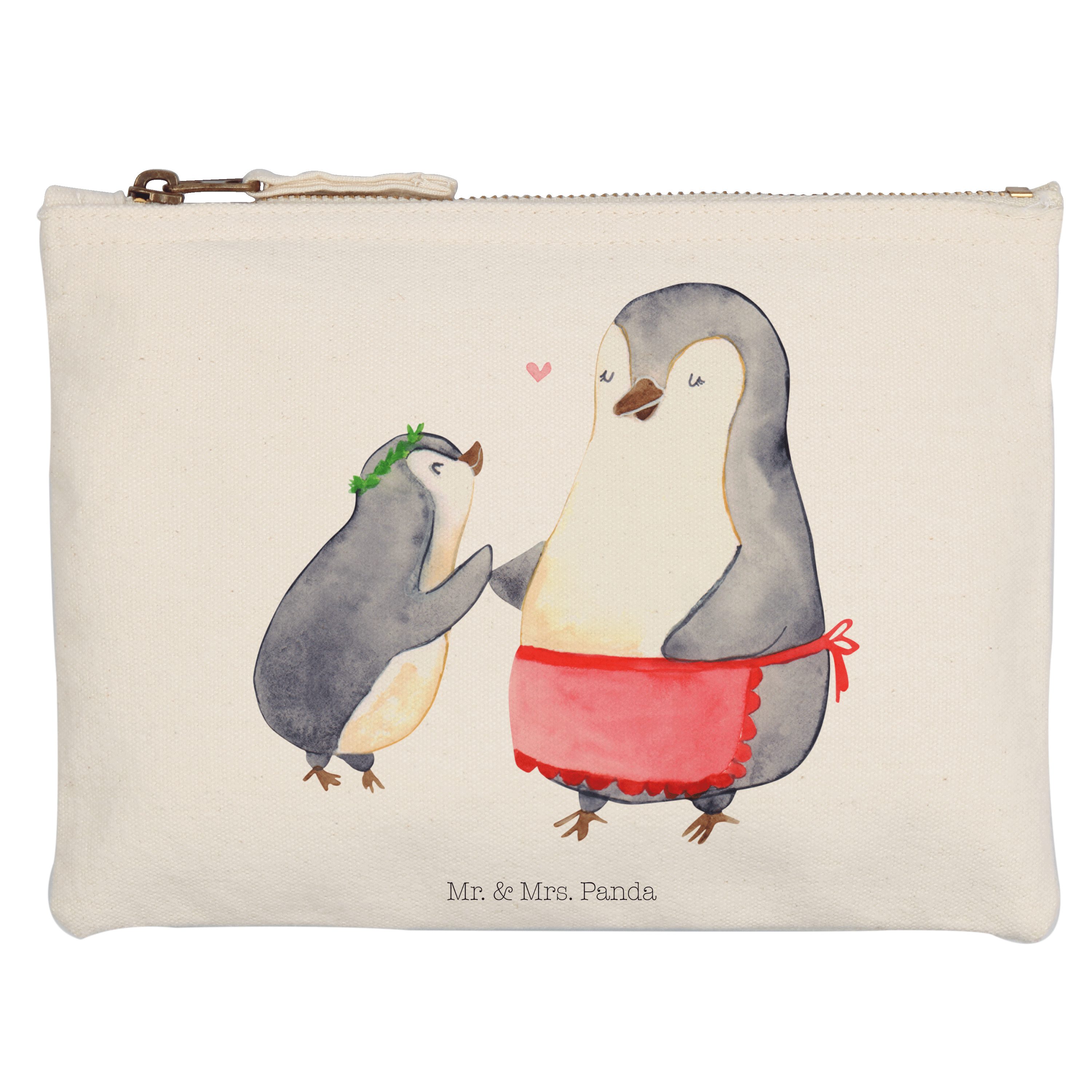 Mr. & Mrs. Panda Kosmetiktasche mit (1-tlg) - Kind Br Mutter, Geschenk, Weiß Pinguin Makeup, - Lieblingsmama
