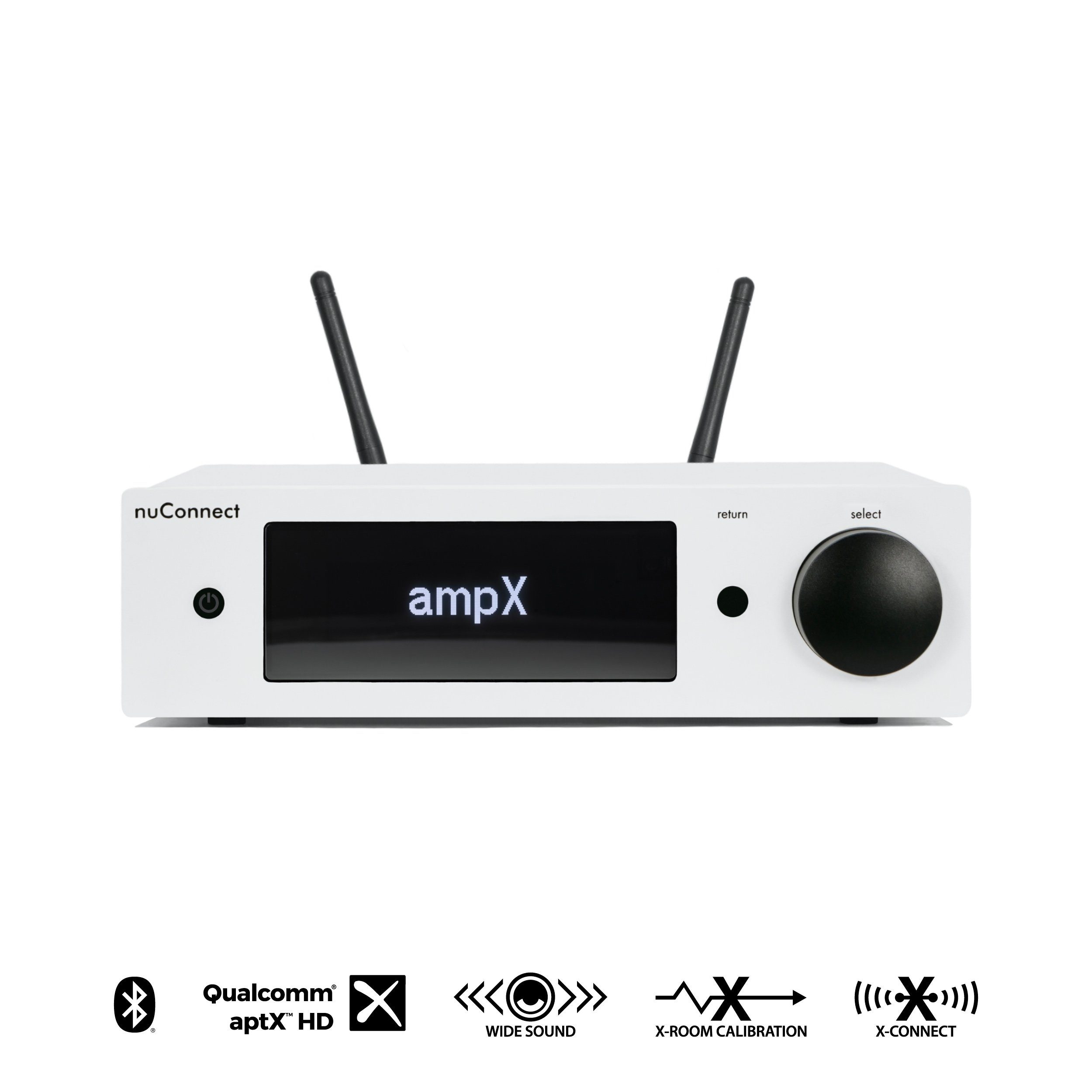 Nubert nuConnect 2x Vollverstärker) Vollverstärker Stereo W, X-Room Sound, 130 (Wide Weiß Calibration, ampX