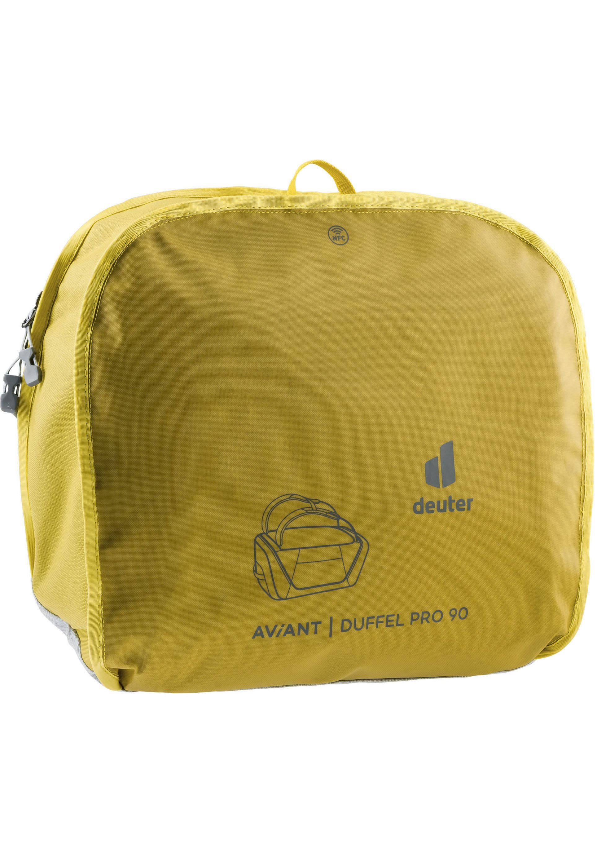 deuter Reisetasche AViANT Duffel 90, Pro für Kompression gelb Kleidung innen