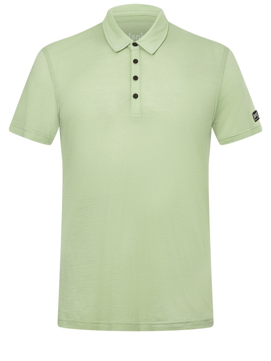 Poloshirt T-Shirt pflegeleichter M SUPER.NATURAL Green Merino TRAVEL Merino-Materialmix POLO Celadan