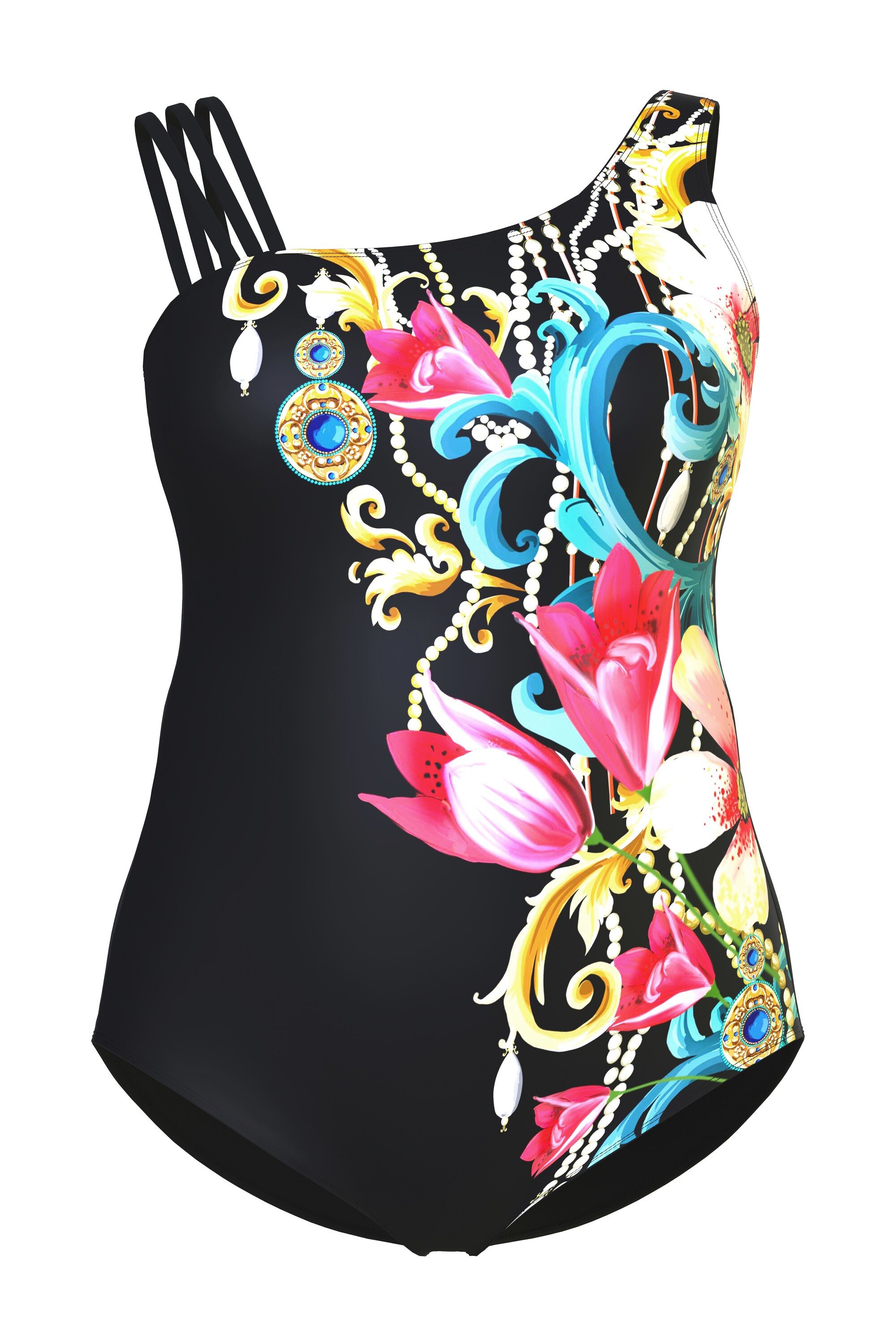 Ulla Popken Badeanzug Badeanzug Barock Softcups 3er-Träger günstig online kaufen