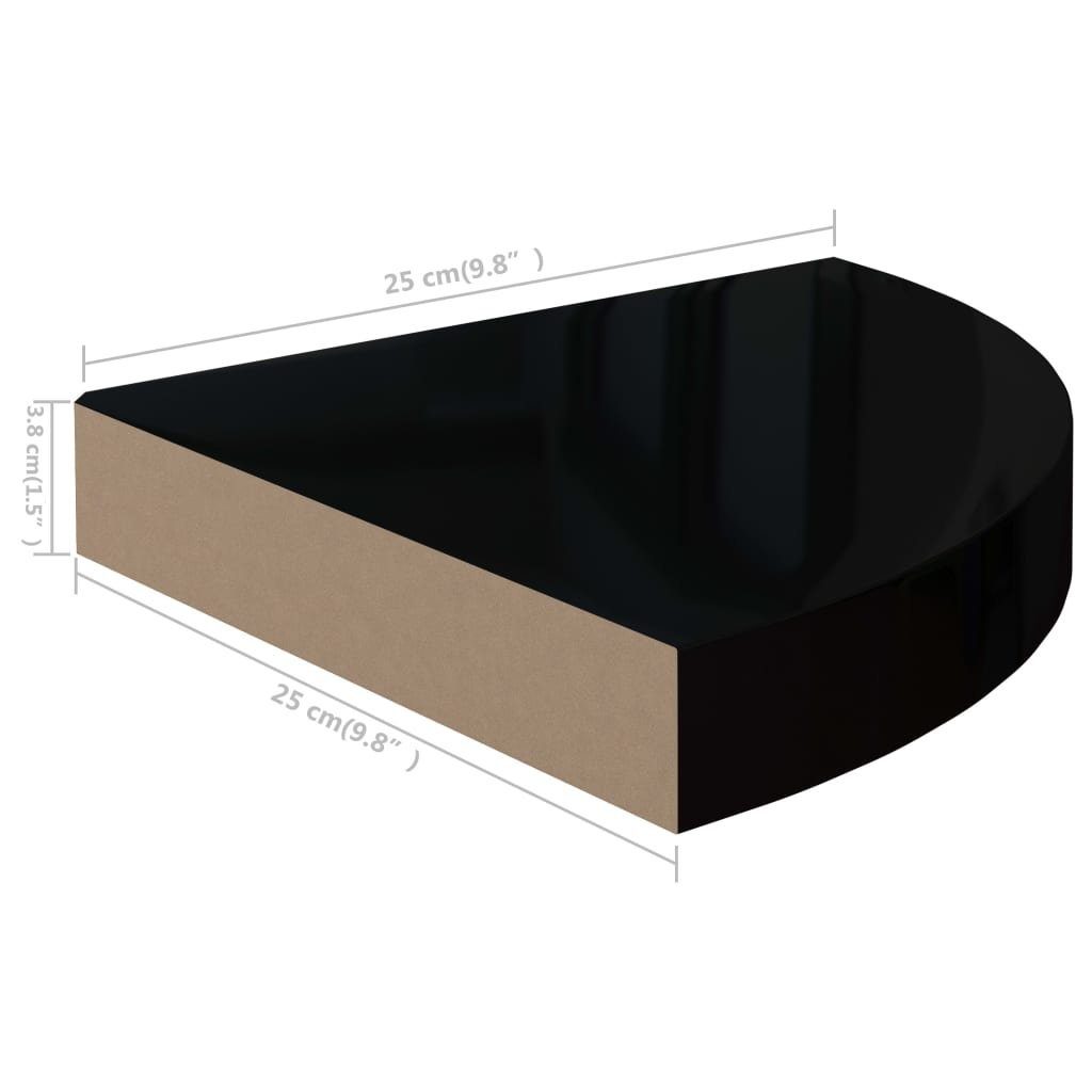 vidaXL Regal Eck-Schweberegal Hochglanz-Schwarz cm MDF 25x25x3,8