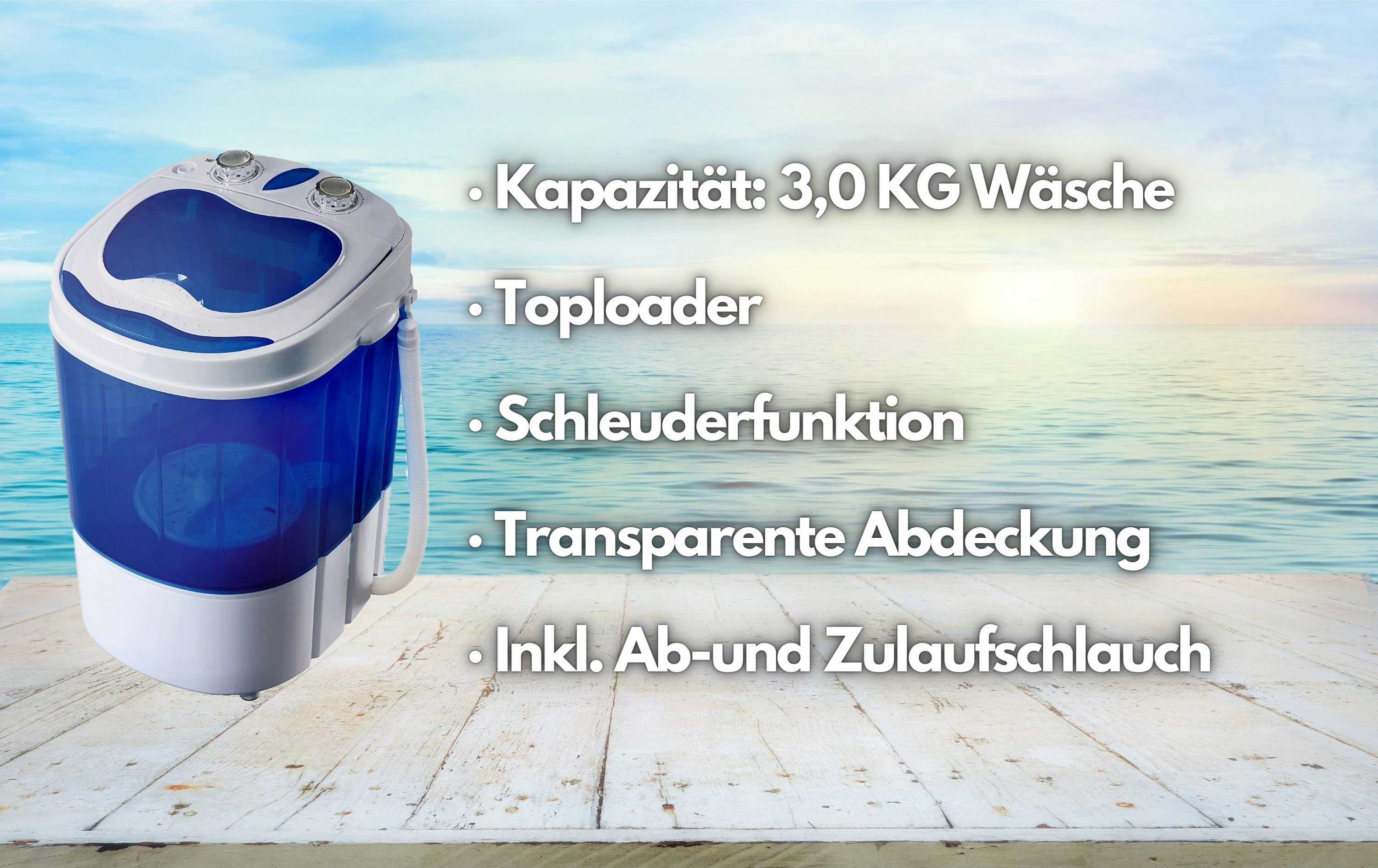 STEINBORG Wäscheschleuder SB-4001, 3 kg, Mini Waschmaschine,Camping,3 KG Kapazität,Schleuderfunktion,150 Watt