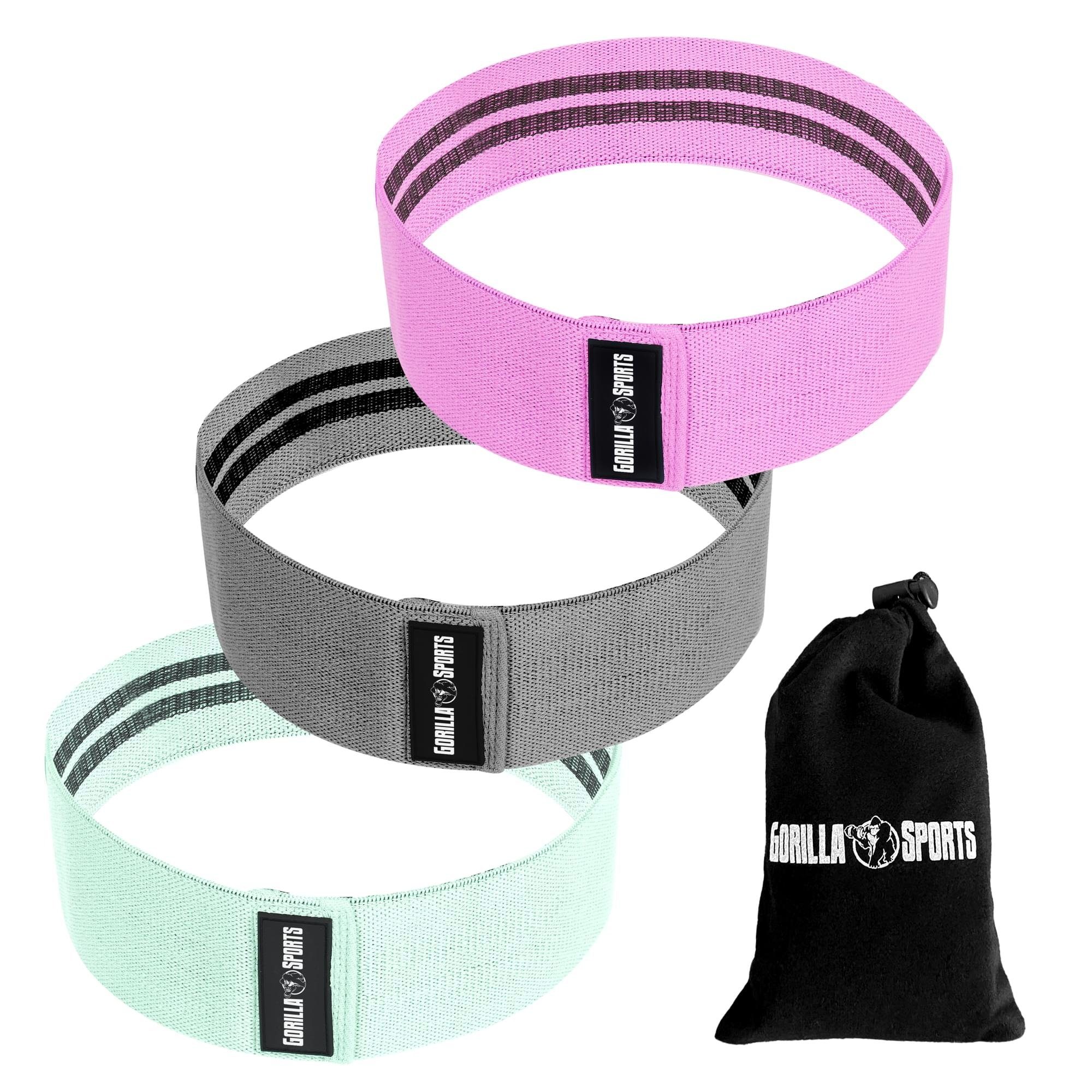 GORILLA SPORTS Expander Hip Band 3er Set inkl. Tragebeutel