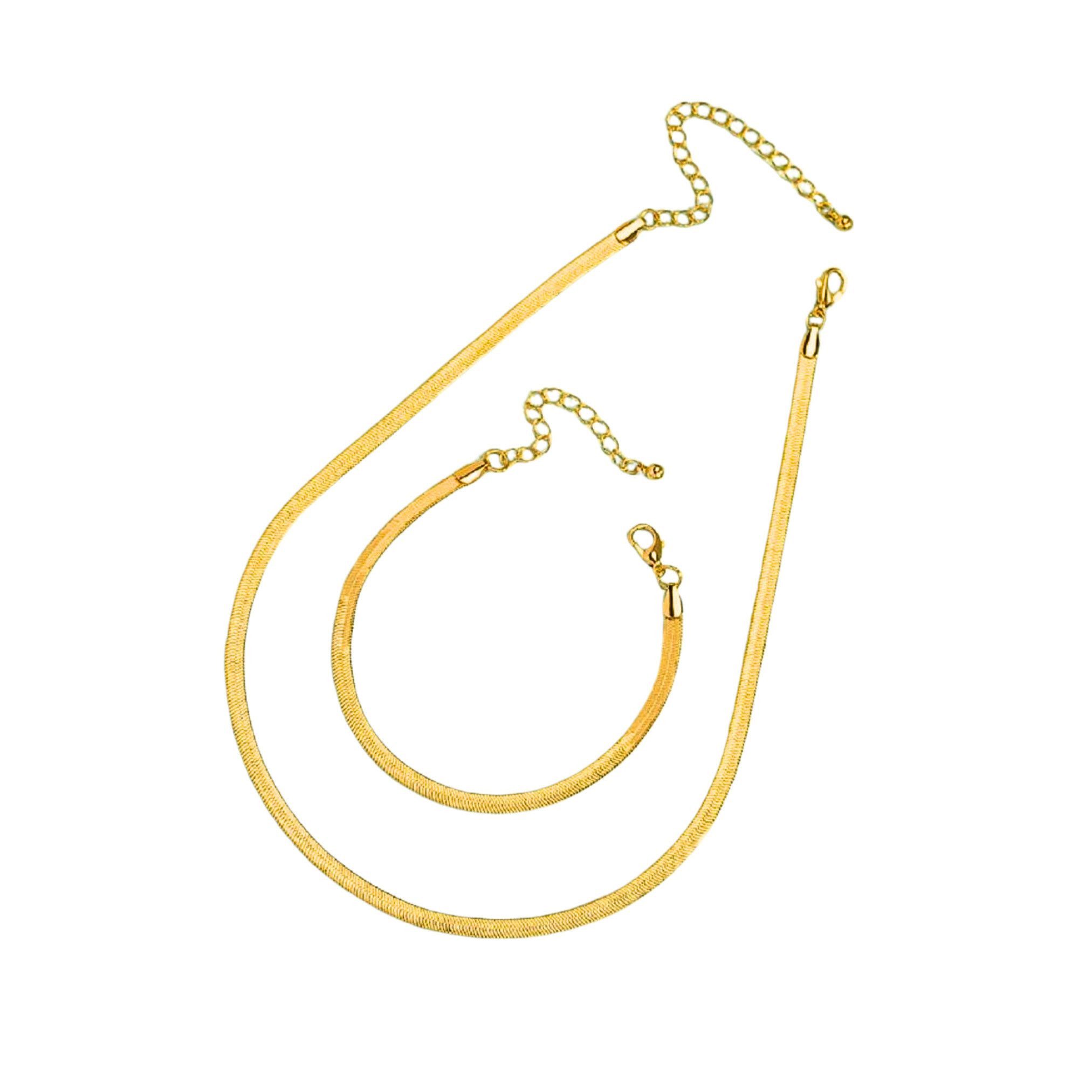 GOLDKLEIN Schmuckset Edelstahl Schmuck Armband Halskette Set vergoldet (2-tlg), Angebot - inkl. Schmuckbox