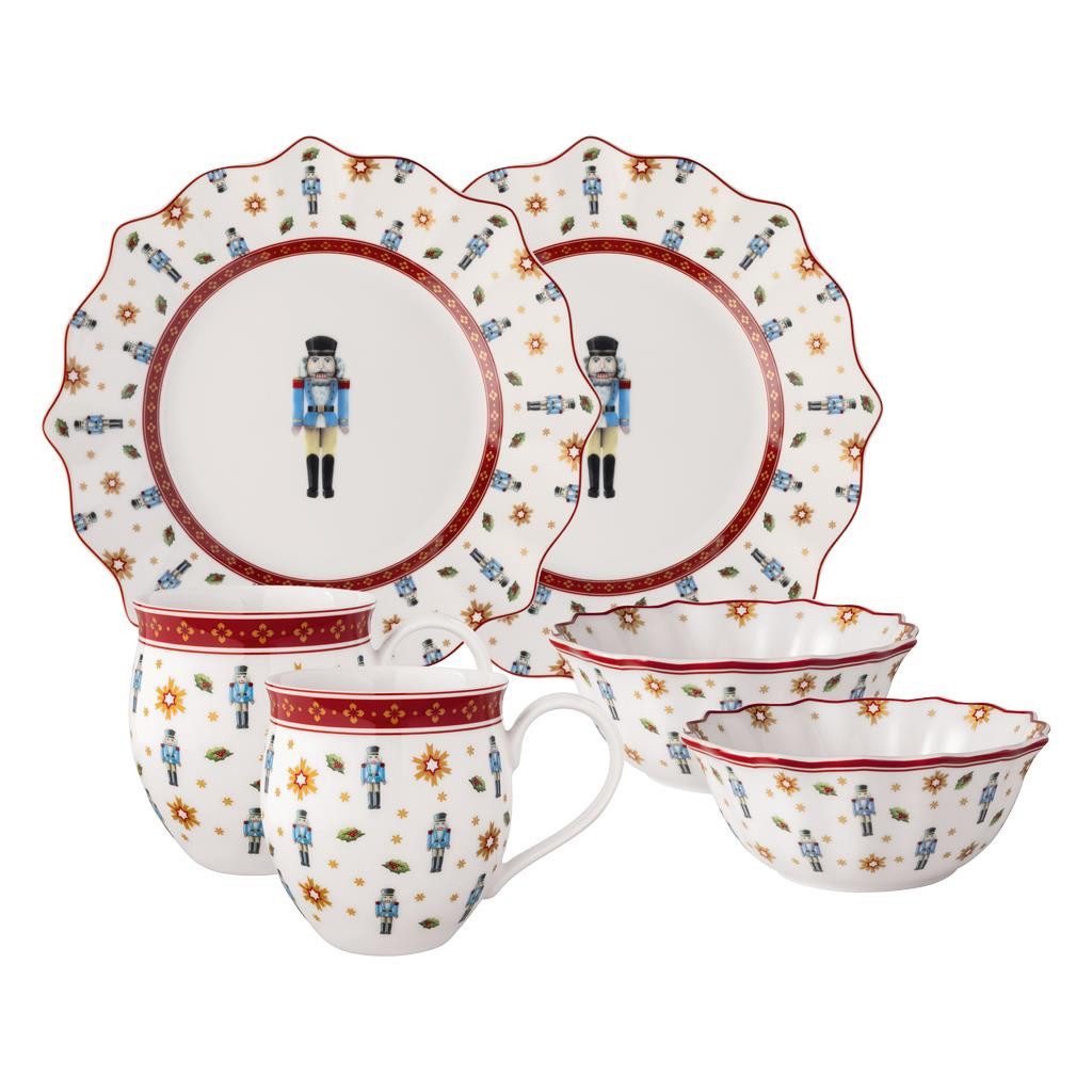 Villeroy & Boch Frühstücks-Geschirrset Toy's Delight Frühstücks-Set Nussknacker 6er Set (6-tlg), 2 Personen, Porzellan