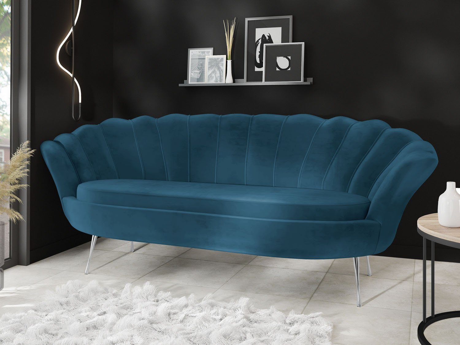 WFL GROUP Sofa Muschel, Samt 3-Sitzer günstig online kaufen
