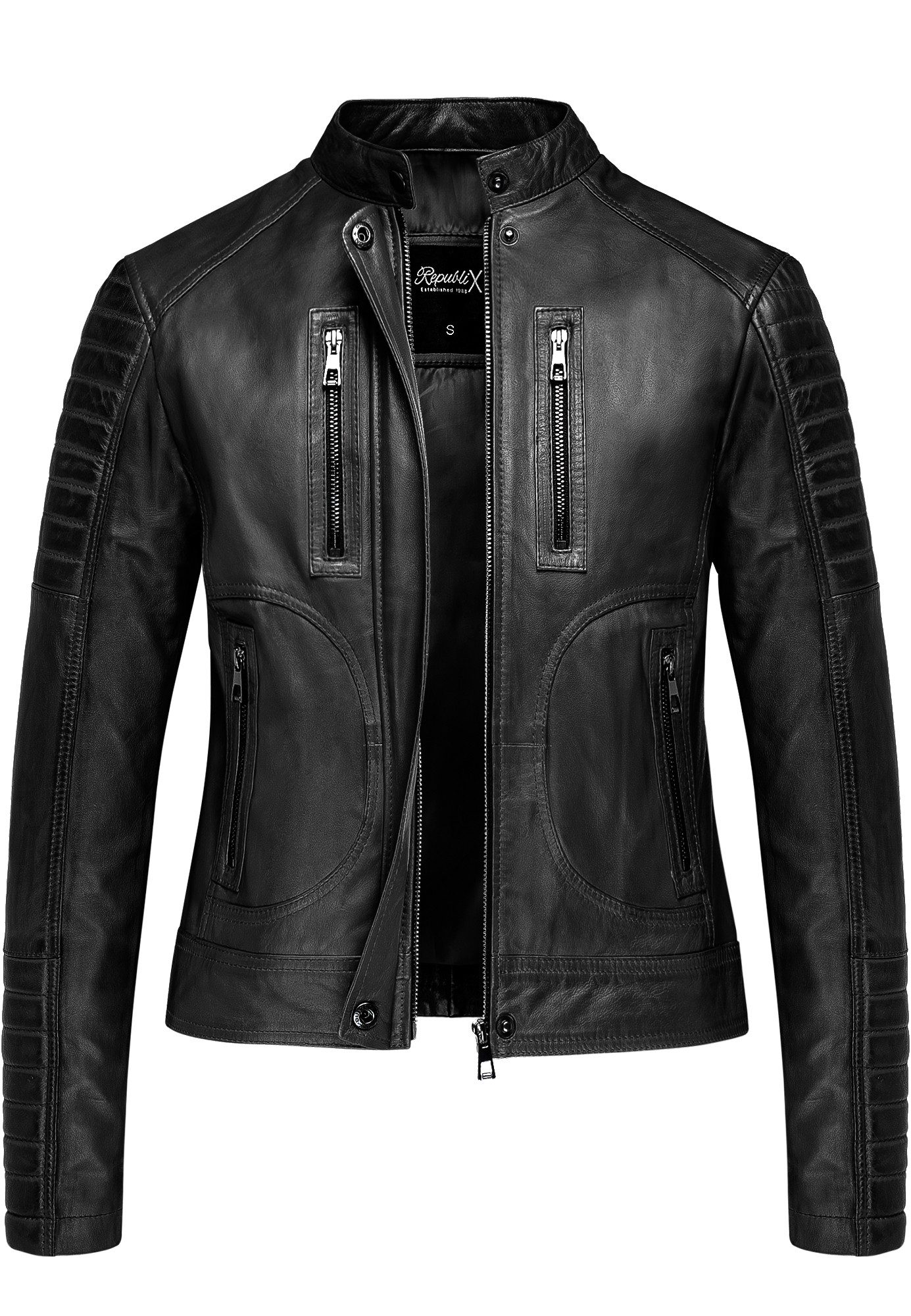 REPUBLIX Lederjacke BLAKELY Echtleder Damen Biker Zipper Jacke