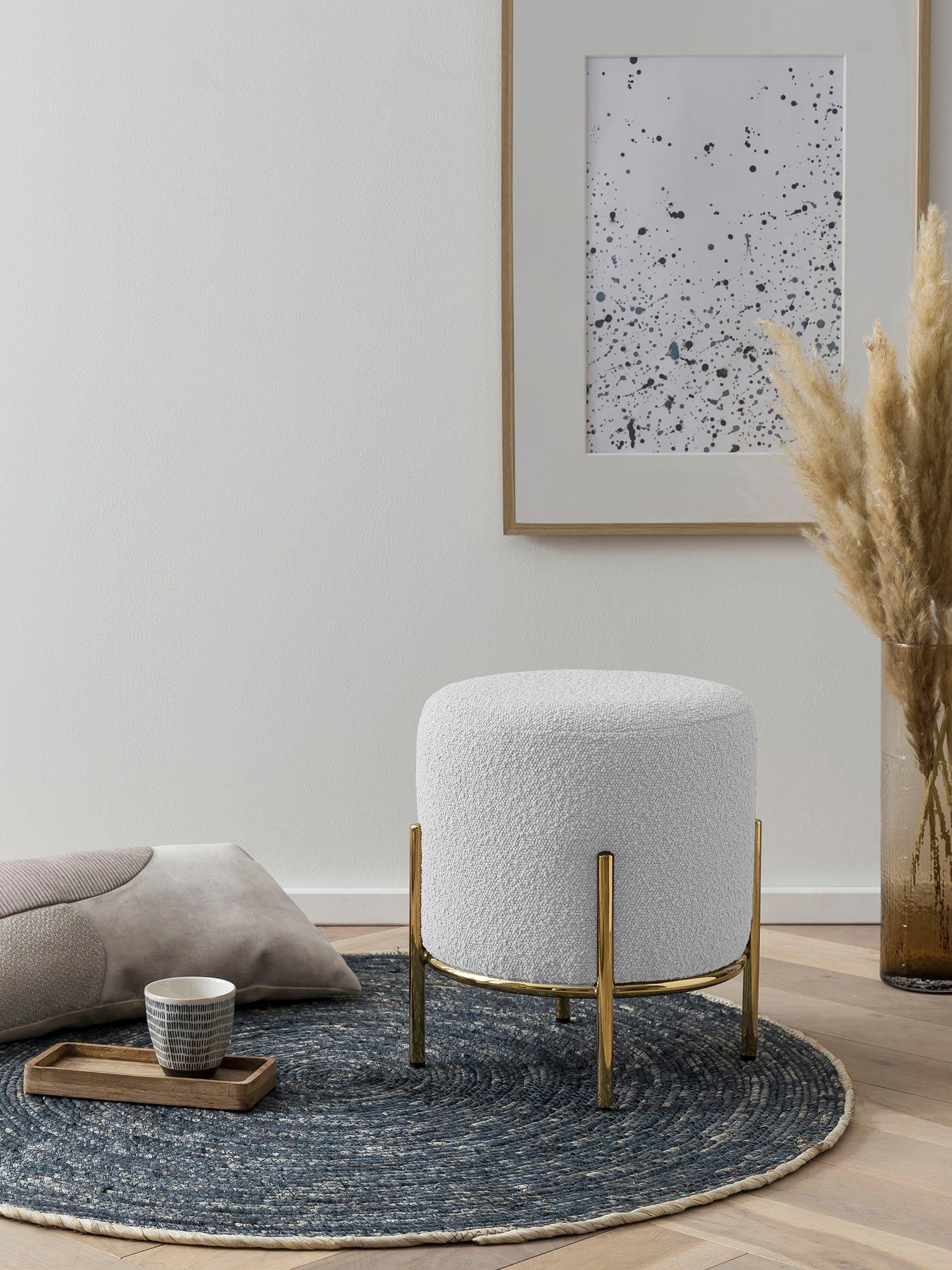 SalesFever Polsterhocker, mit Design-Gestell aus goldfarbenem günstig online kaufen