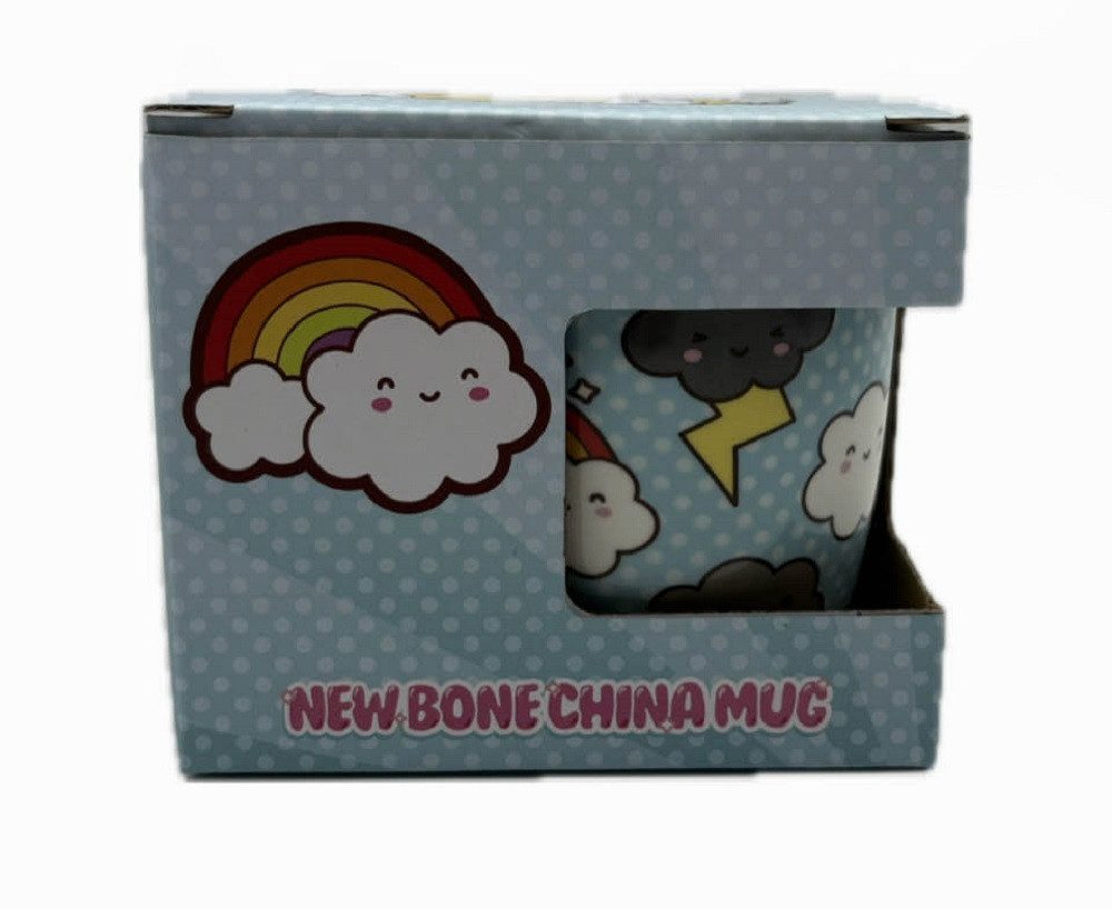 Puckator Becher Porzellan Sommer, Natur / Blumen - Tiere Mug / Tee/Kaffee Tasse, 1-tlg., Porzellan Tasse ca. 300 ml / Botanischer Wolke, Regen, Blitz Design, Kawaii, Tee, Kaffee Tasse, Ideal als Geschenk / Geschenke, Kollektion