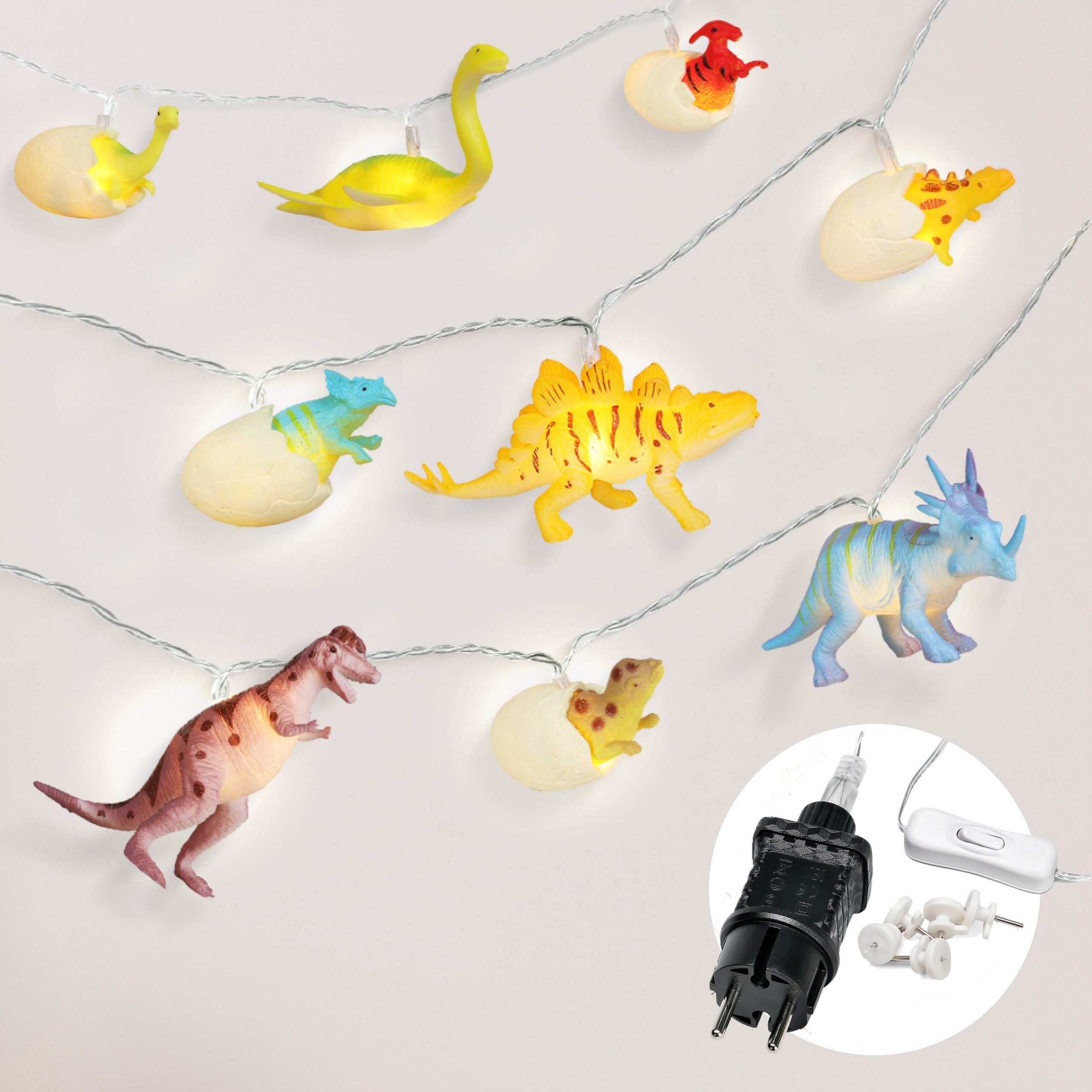 LED-Lichterkette Dino Lichterkette Batterie und Stecker -