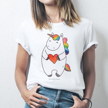 Mr. & Mrs. Panda T-Shirt Einhorn Herz - Weiß - Geschenk, Jubiläum, Junggesellenabschied, Party (1-tlg)