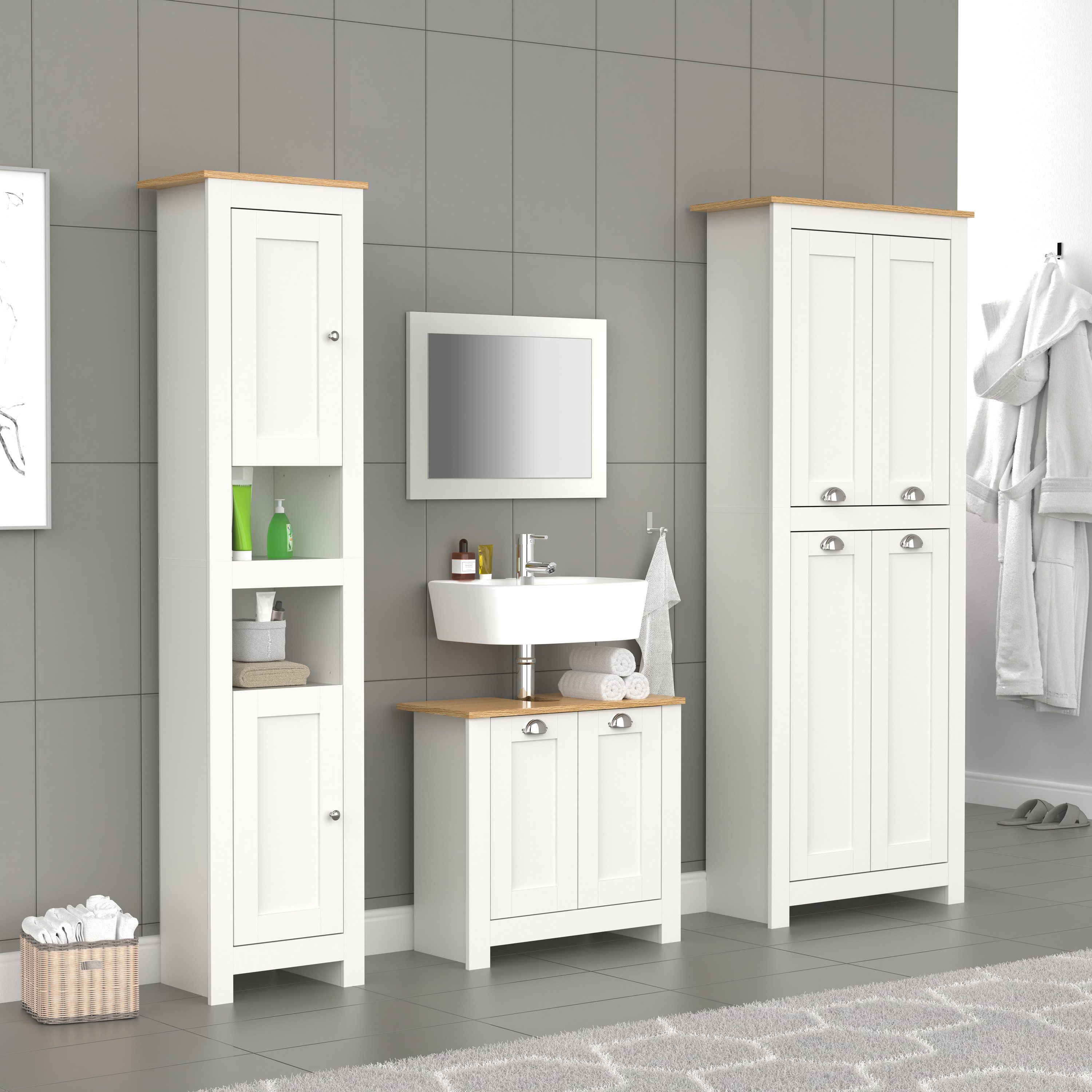 VCM Waschbeckenunterschrank Holz Badmöbel Badunterschrank Schublade Balusa günstig online kaufen