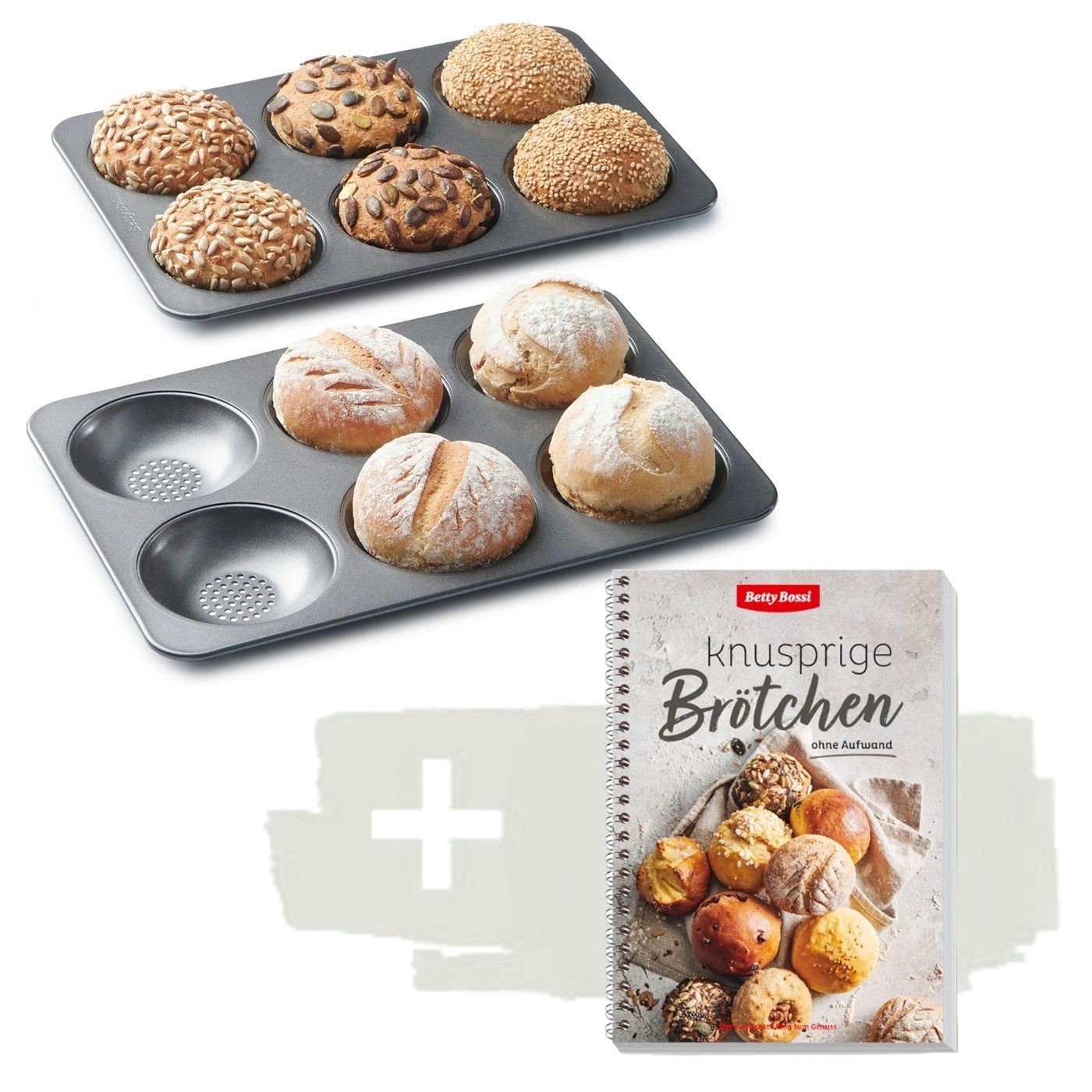 Betty Bossi Brotbackform Knusprige Brötchen Buch + Backform Set Backbuch Brötchen-Backblech, (Set), Backform für Perfekte Brötchen