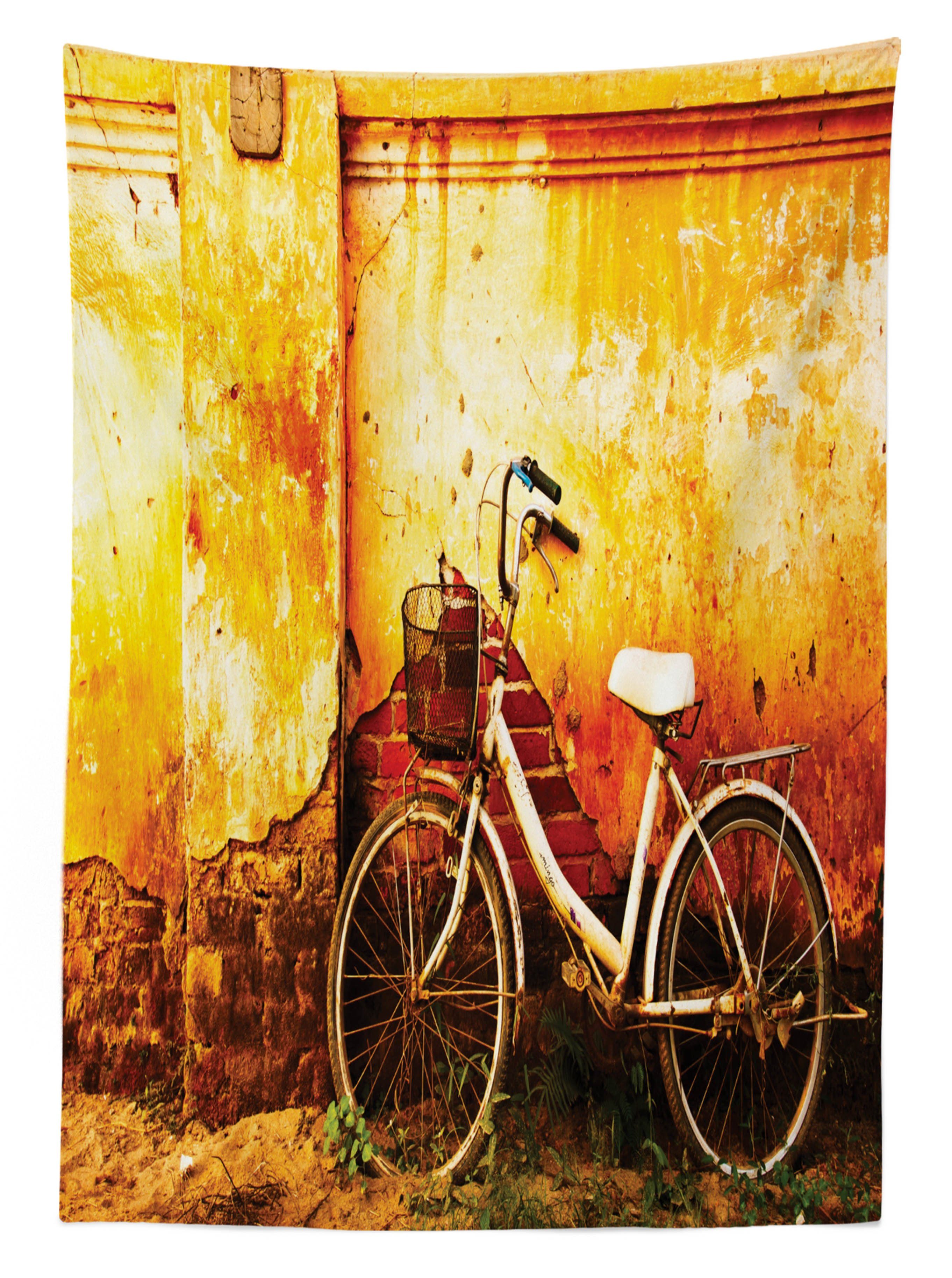 Rusty Für den Retro geeignet Bike Abakuhaus Farbfest Waschbar Klare Bereich Wand Gebrochene Außen Farben, Tischdecke