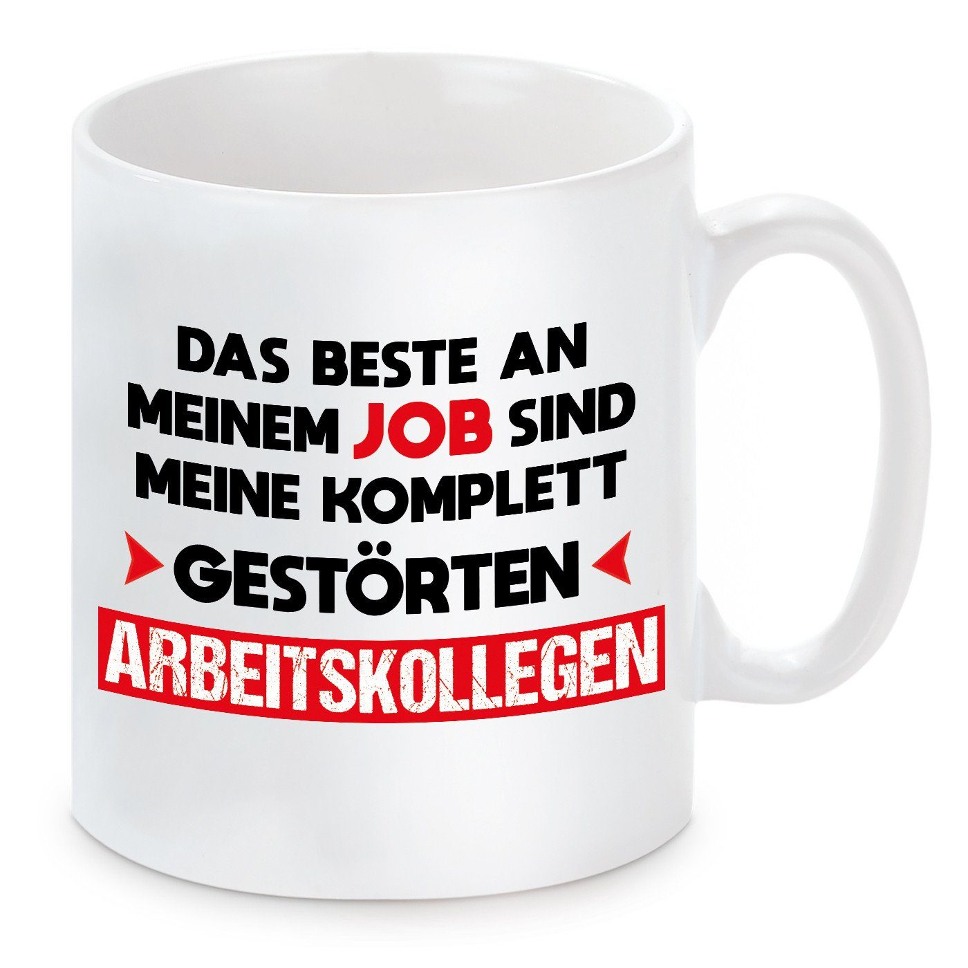 Herzbotschaft Tasse Kaffeebecher mit Motiv Das Beste an meinem JOB, Keramik, Kaffeetasse spülmaschinenfest und mikrowellengeeignet