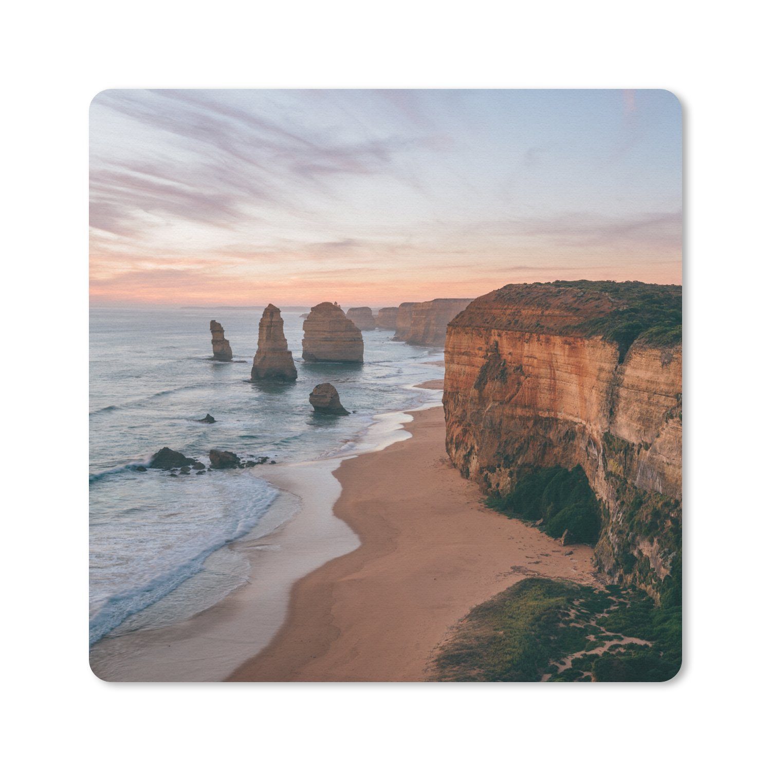 MuchoWow Mauspad Strand - Sand - Meer - Stein (1-St), Mousepad, Schreibtisch Zubehör, Deko, 20x20 cm