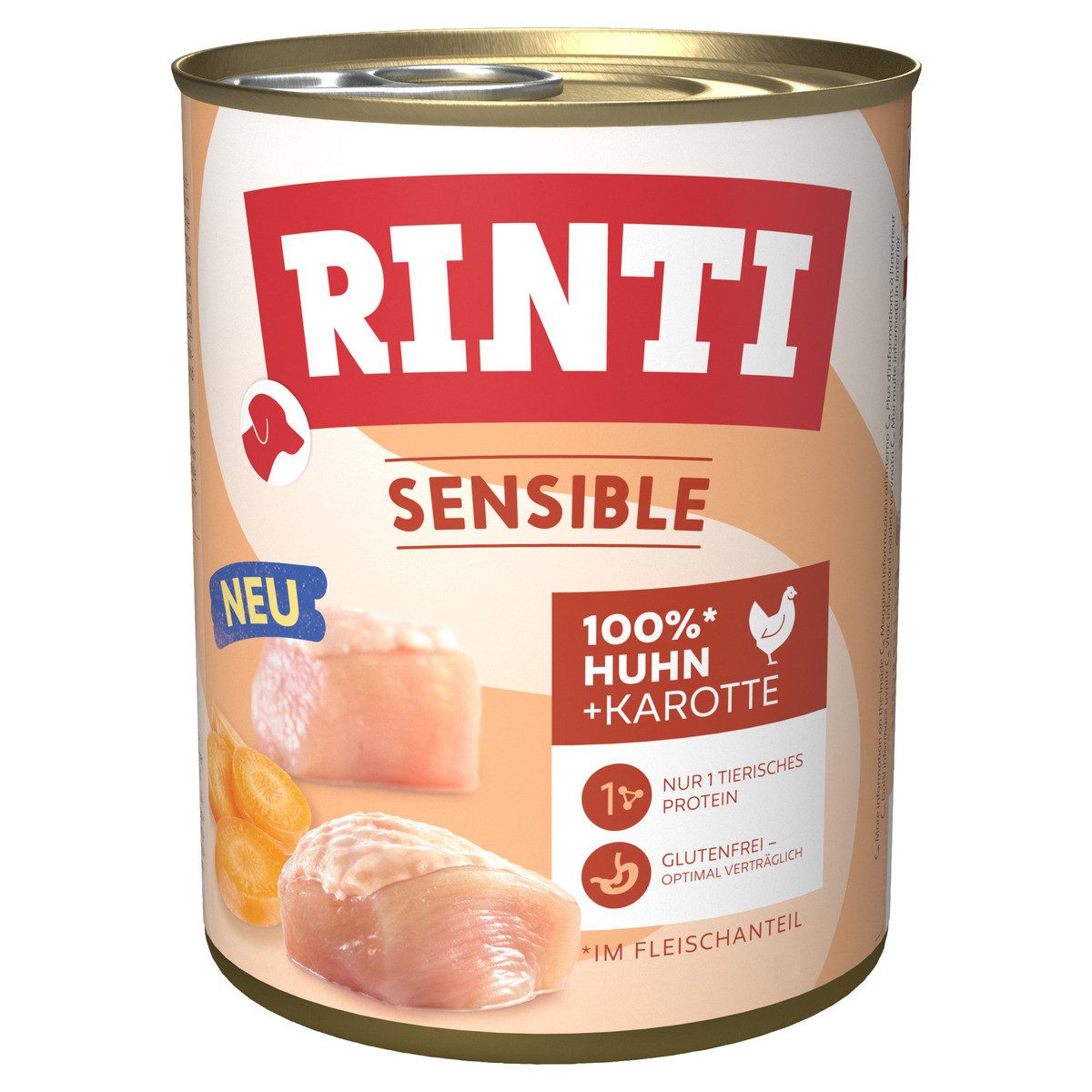 Rinti Sensible mit Huhn + Karotte 800 g - 6 Stück, für: Hund