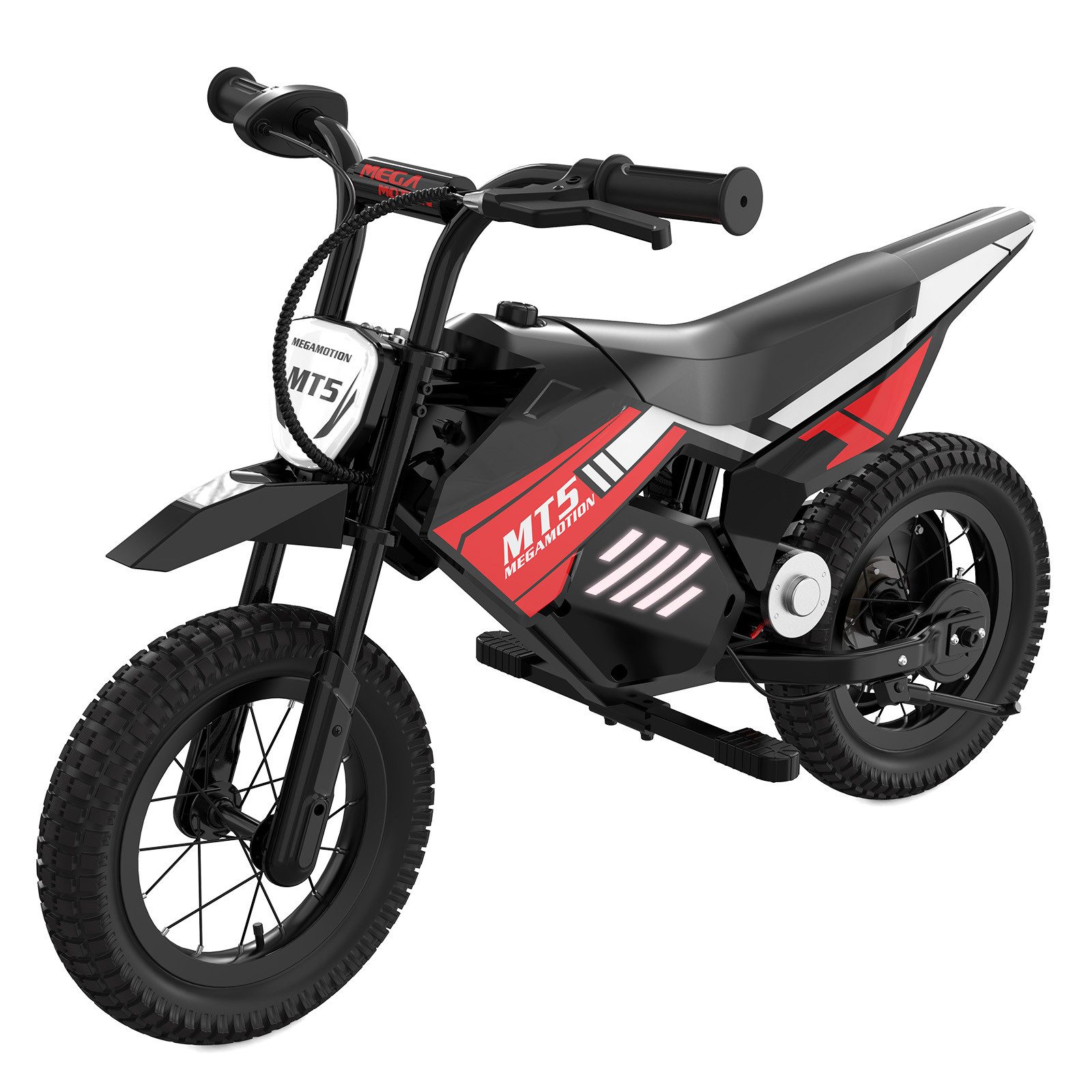 Mega Motion Elektro-Kindermotorrad MT5 Elektro Motorrad, 6/16 km/h,12 Zoll Luftreifen,Reichweite 10 km, Belastbarkeit 40 kg