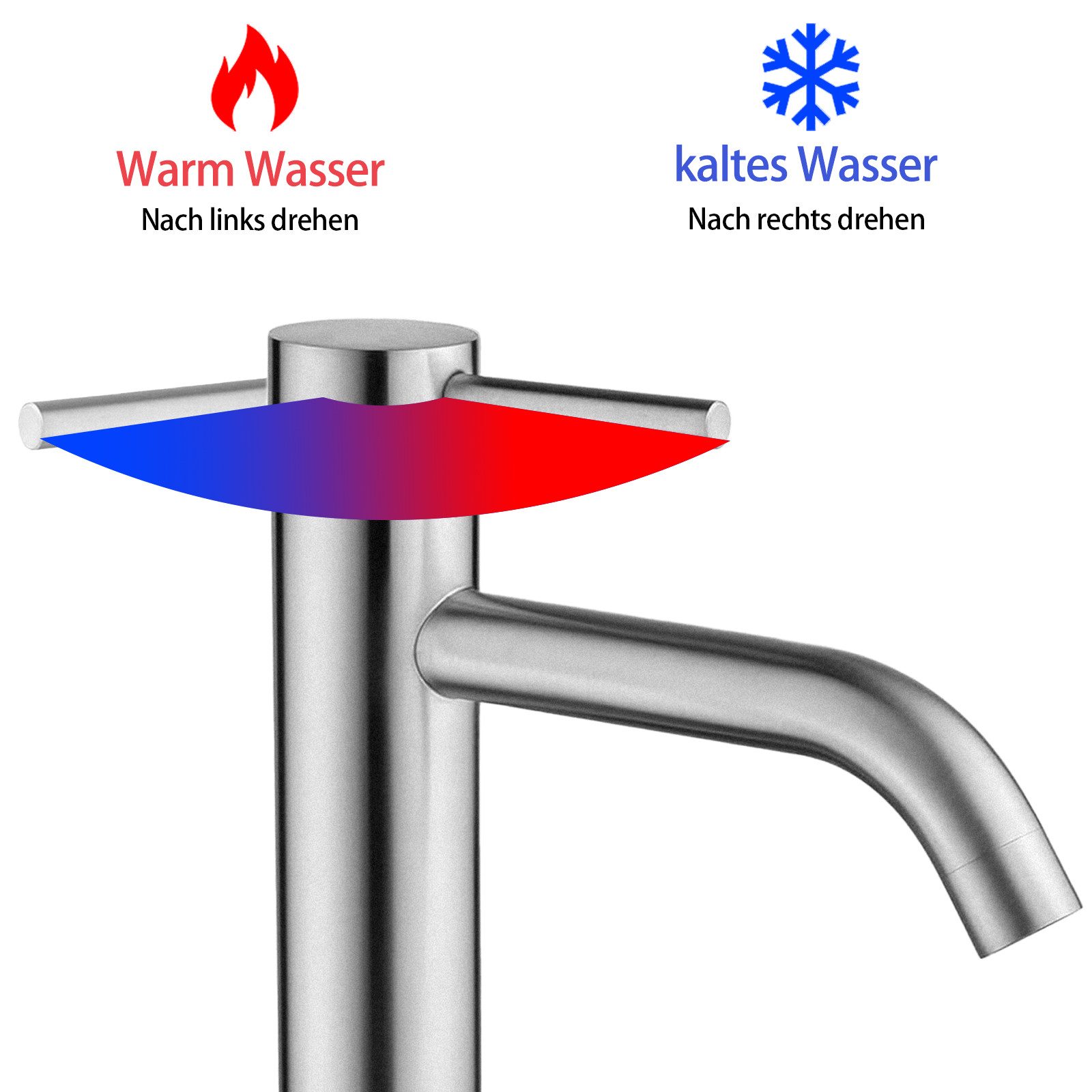 AICA Waschtischarmatur Wasserhahn Bad, Hoch Waschtischarmatur in Spotresist günstig online kaufen