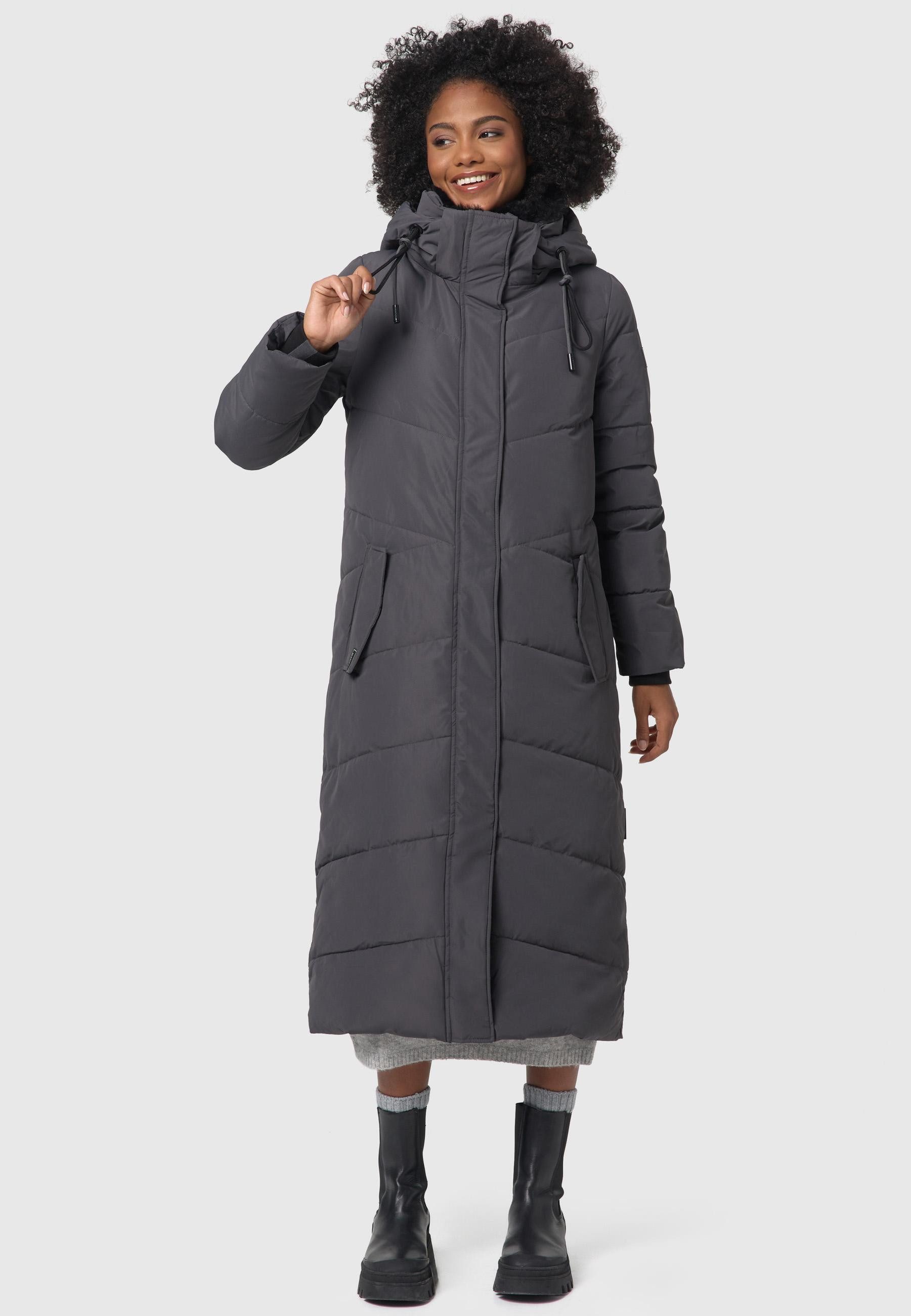 Navahoo Steppmantel Hingucker XIV Damen Wintermantel mit abnehmbaren Kunstfellkragen