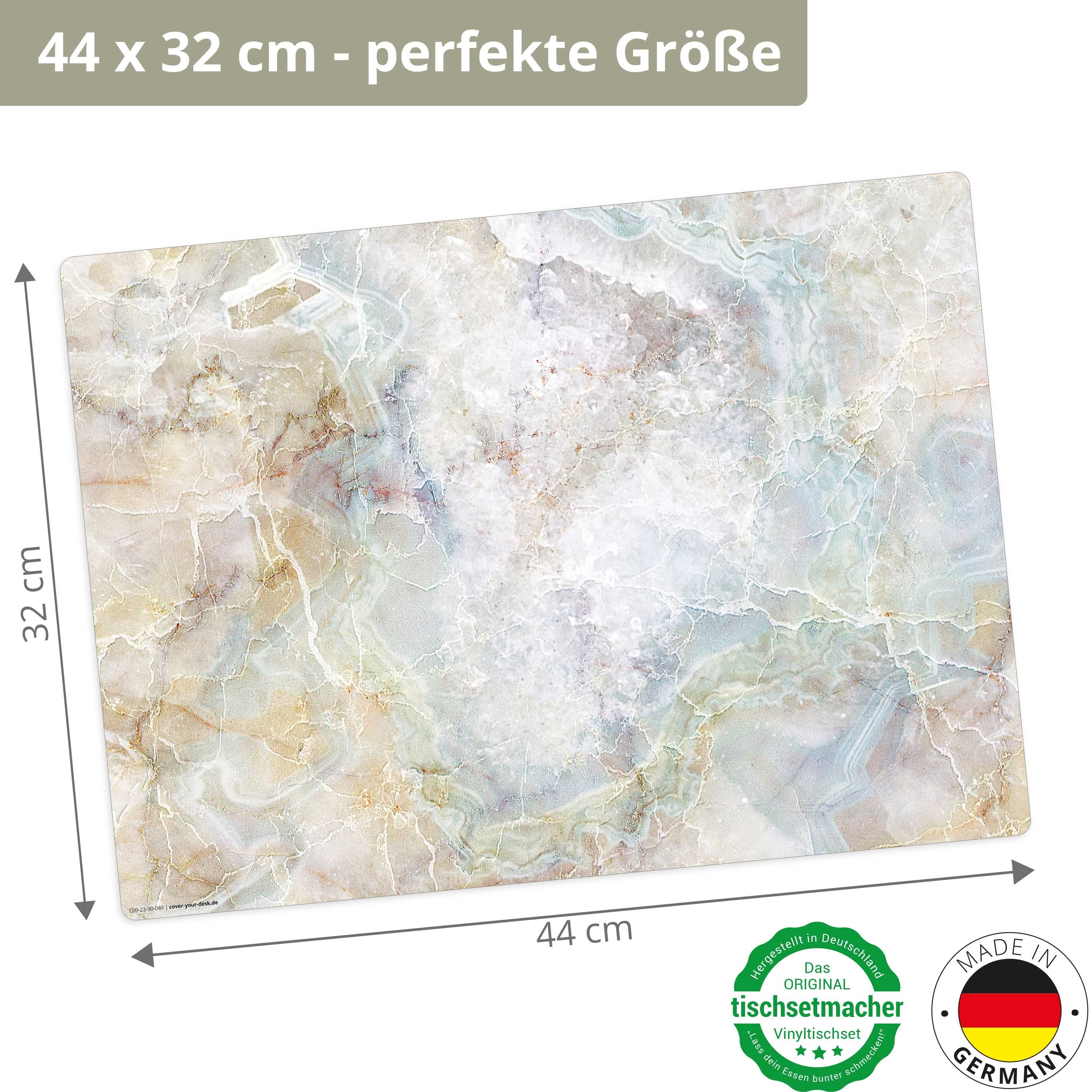 Platzset, Tischsets,  Platzsets abwaschbar Made cm erstklassigem - bunten x in Marmorplatte rutschfeste - – BPA-frei), Farben, Vinyl 4-St., 4, in 32 (Kunststoff 44 (aus Germany Tischsetmacher, Tischdekoration)