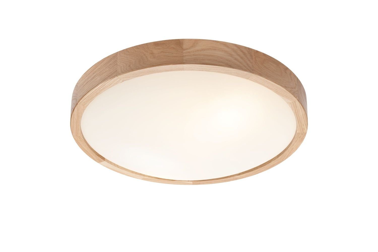 Deckenlampe FERNLY, 37 cm Licht-Erlebnisse Ø blendarm Deckenleuchte Holz Wohnzimmer Glas ohne Leuchtmittel,